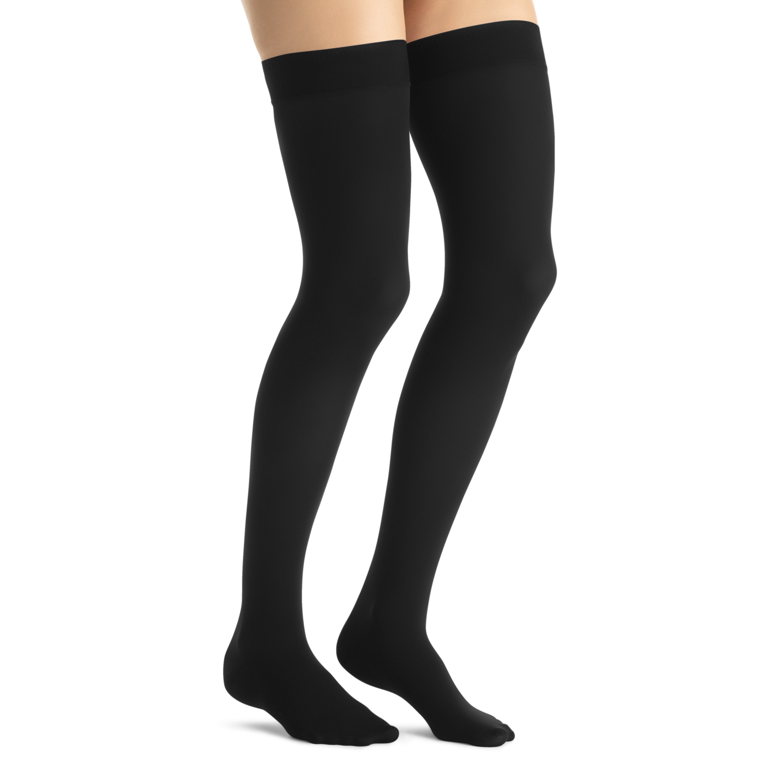 JOBST Opaque women's thigh high 20-30 mmHg compression stockings in black