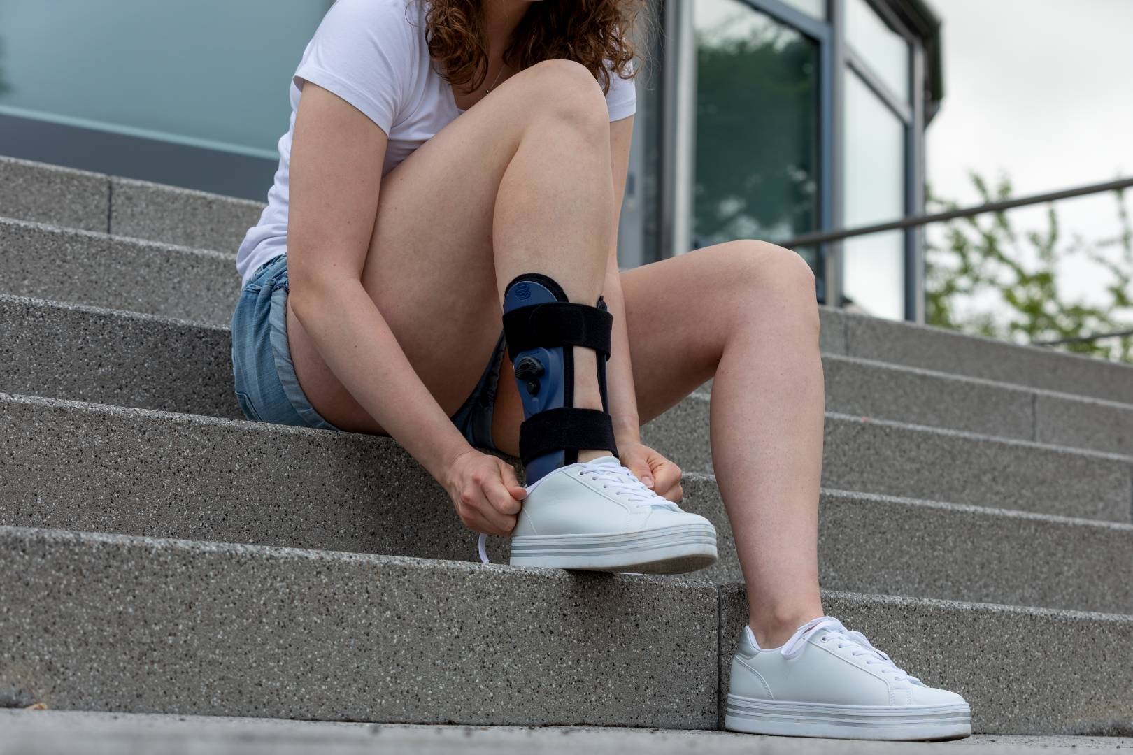 Bauerfeind AirLoc Ankle Brace worn while out walking