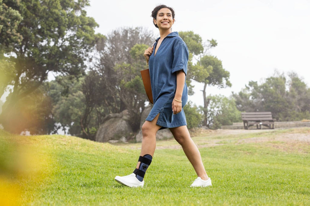 Bauerfeind AirLoc Ankle Brace worn while out walking