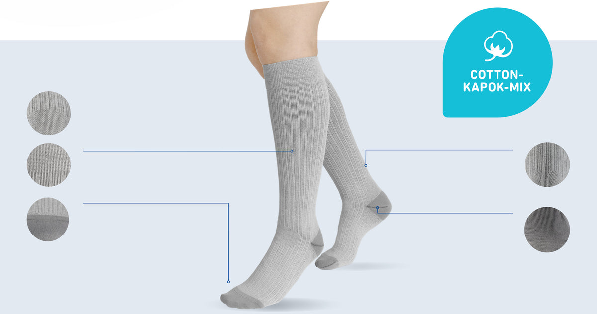 Bauerfeind Cotton Air Knee High 20-30 mmHg Compression Socks numbered feature diagram