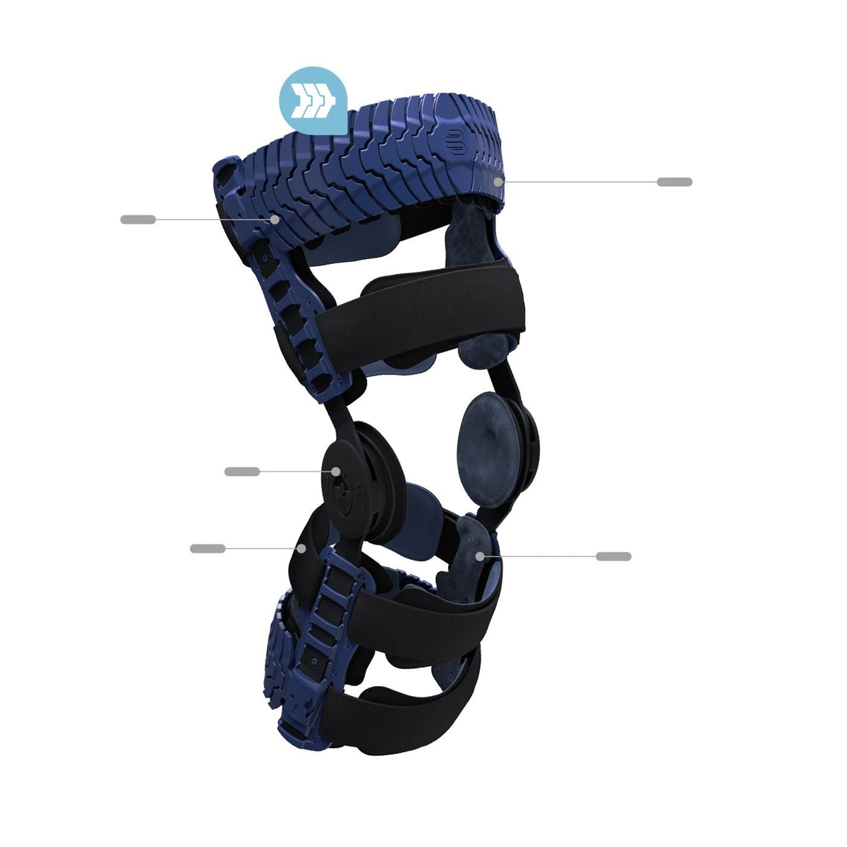 Bauerfeind SecuTec Genu Flex Knee Brace numbered feature diagram