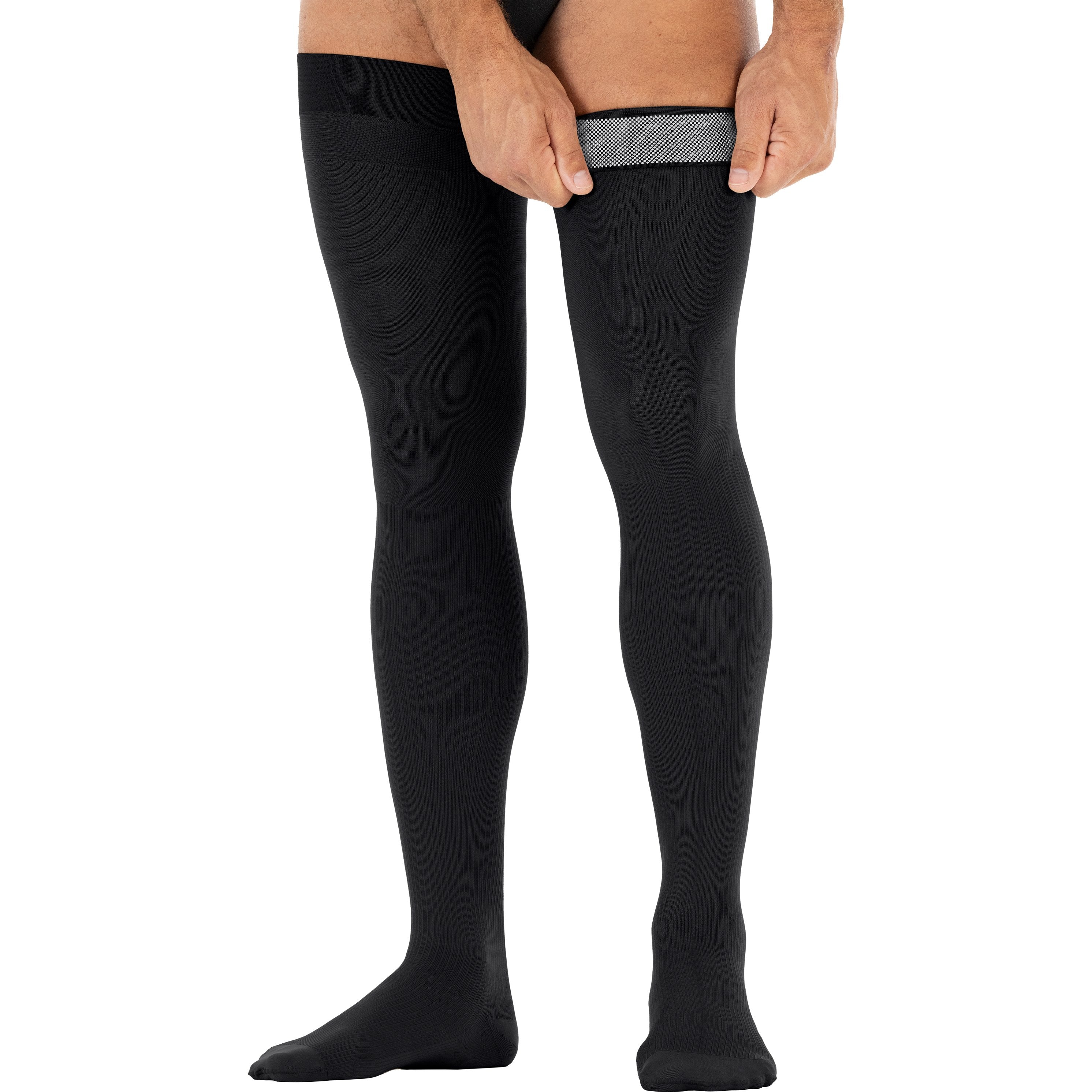 JOBST forMEN Thigh High 20-30 mmHg Compression Stockings – Black
