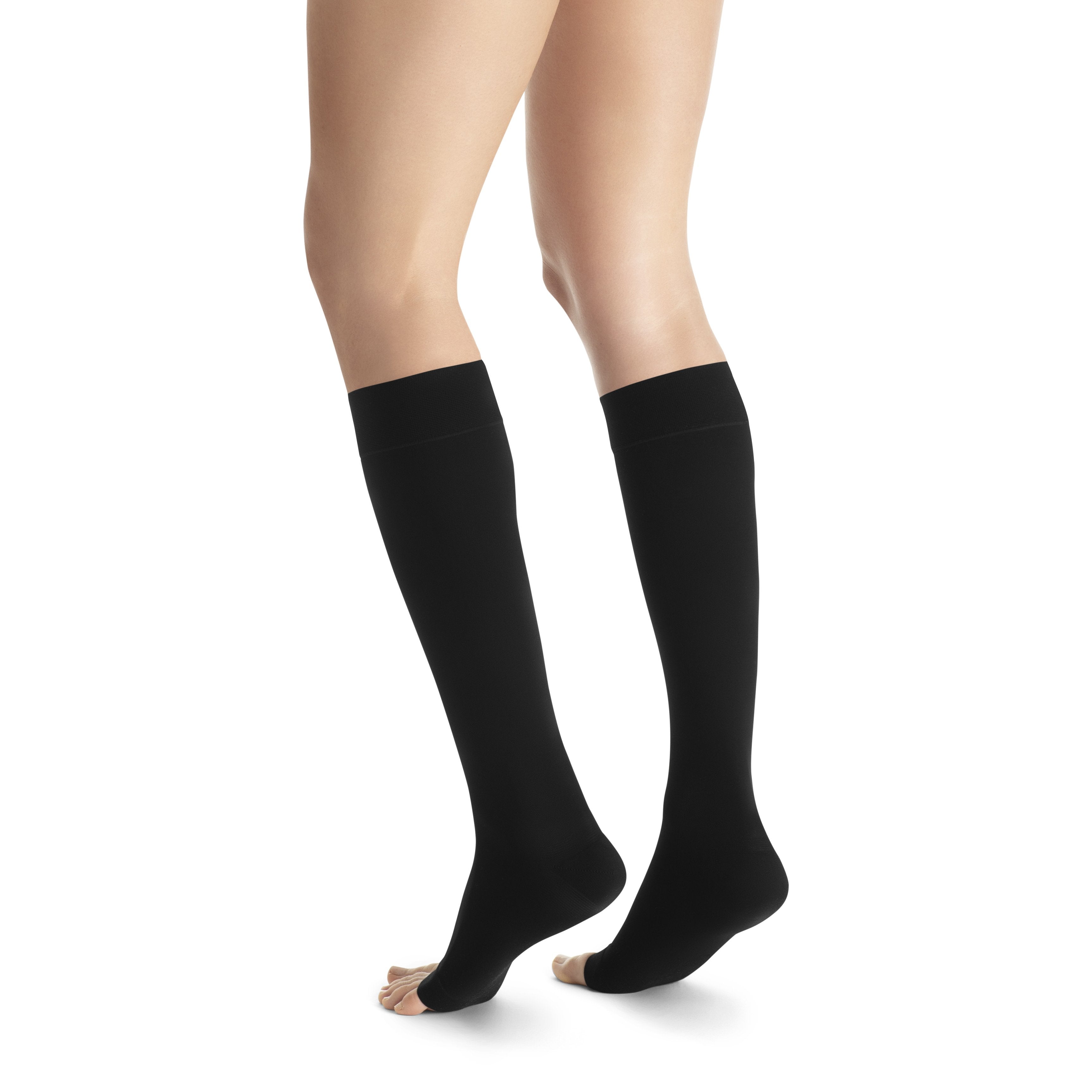 JOBST Opaque Women's Knee High 20-30 mmHg Compression Socks - Open Toe – Black
