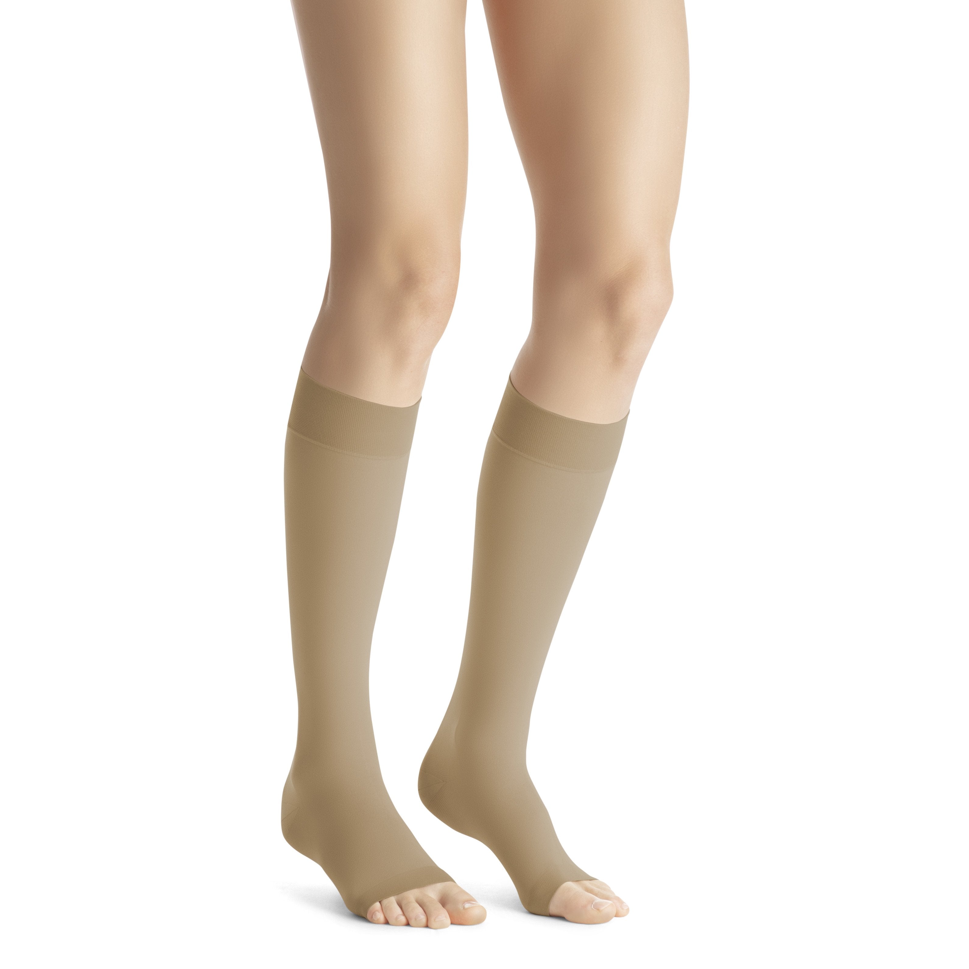 JOBST Opaque Women's Knee High 20-30 mmHg Compression Socks - Open Toe – Natural