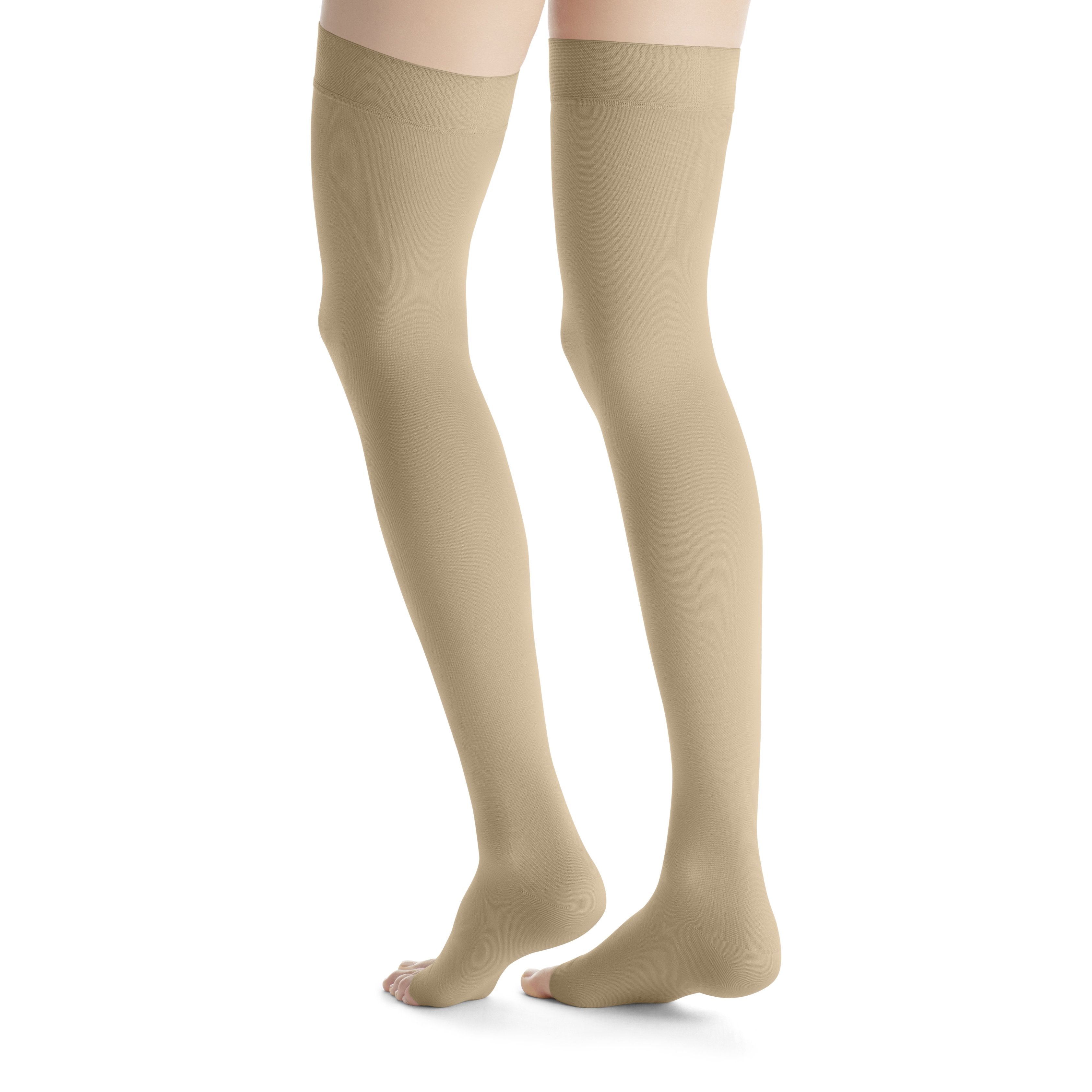 JOBST Opaque Women's Thigh High 20-30 mmHg Compression Stockings - Open Toe – Natural