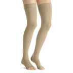 JOBST Opaque Women's Thigh High 30-40 mmHg Compression Stockings - Open Toe – Natural