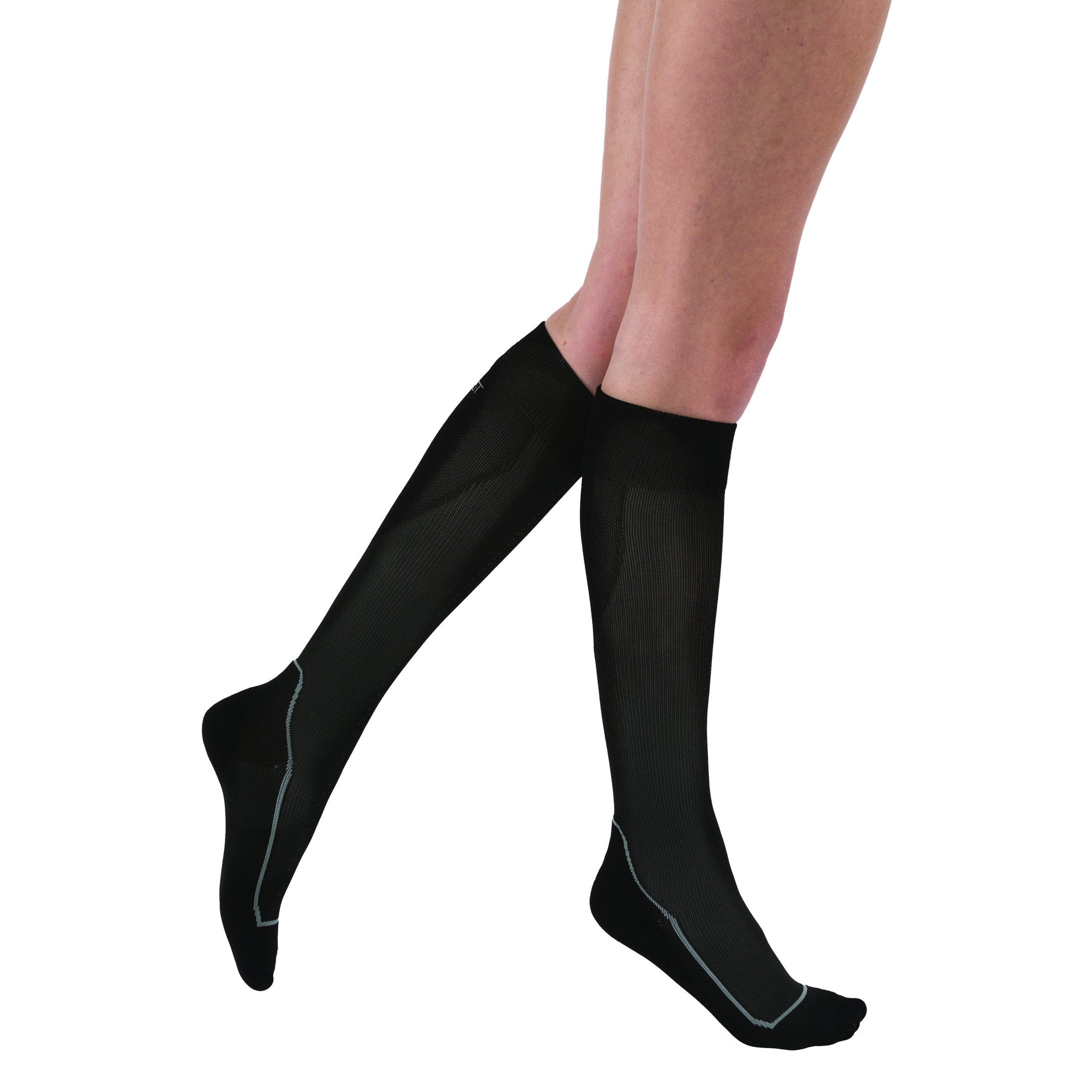 JOBST Sport Knee High 15-20 mmHg Compression Socks – Black Black