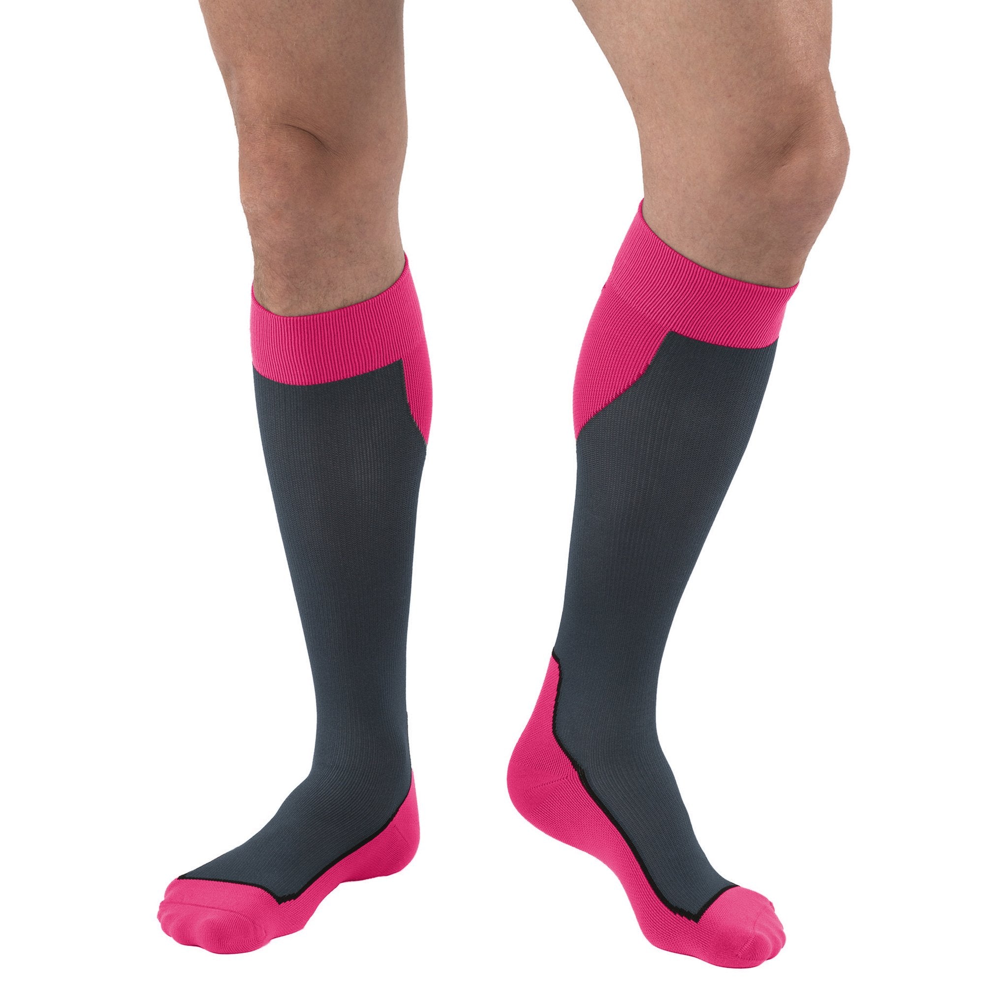 JOBST Sport Knee High 15-20 mmHg Compression Socks – Pink Dark Grey