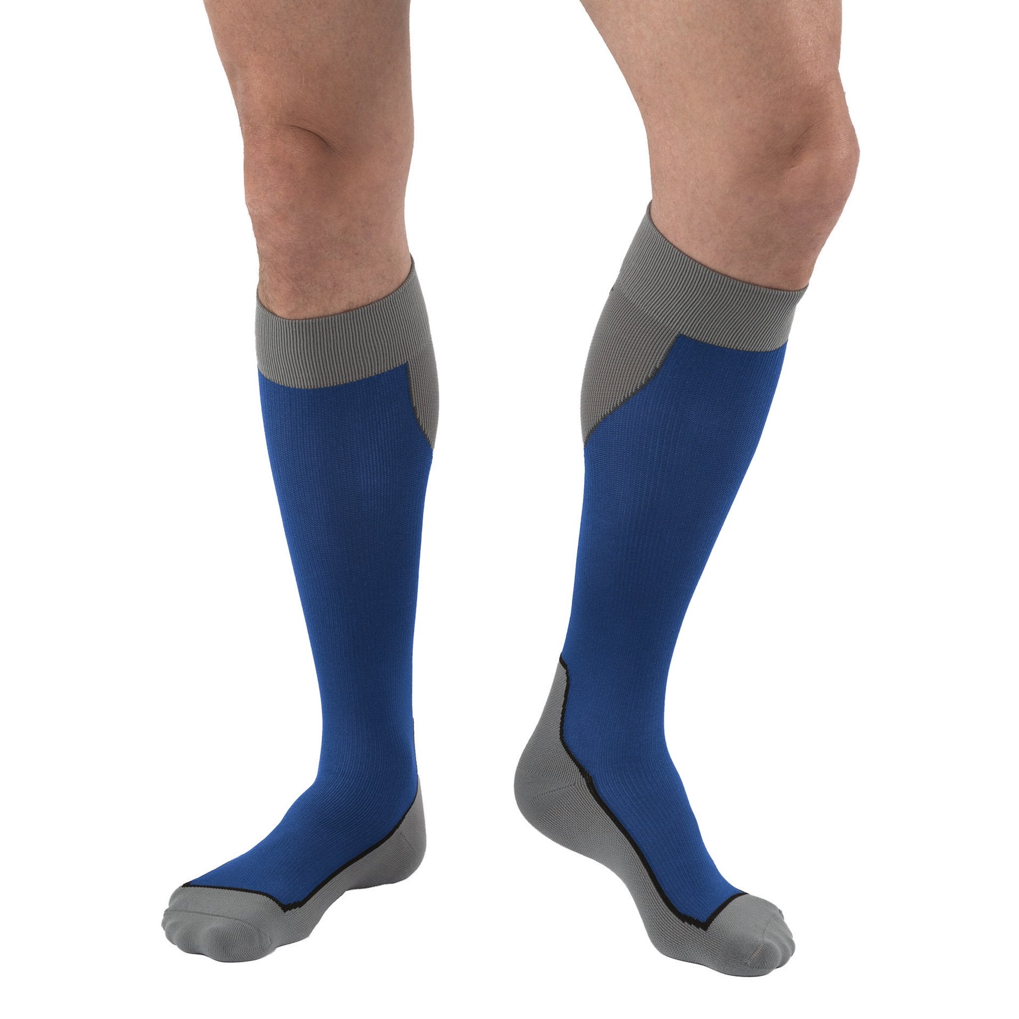 JOBST Sport Knee High 15-20 mmHg Compression Socks – Royal Blue Grey