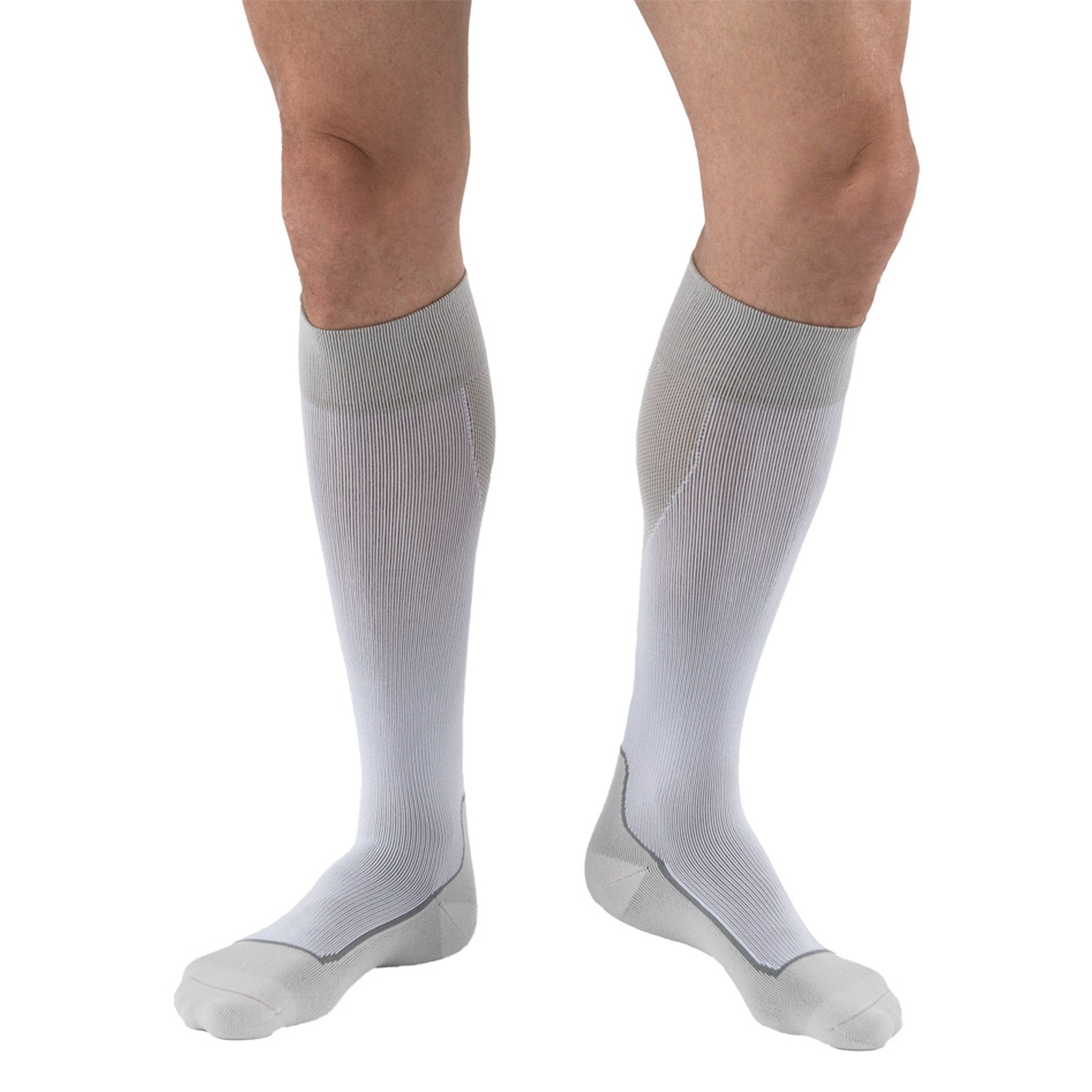 JOBST Sport Knee High 20-30 mmHg Compression Socks – Light Grey White
