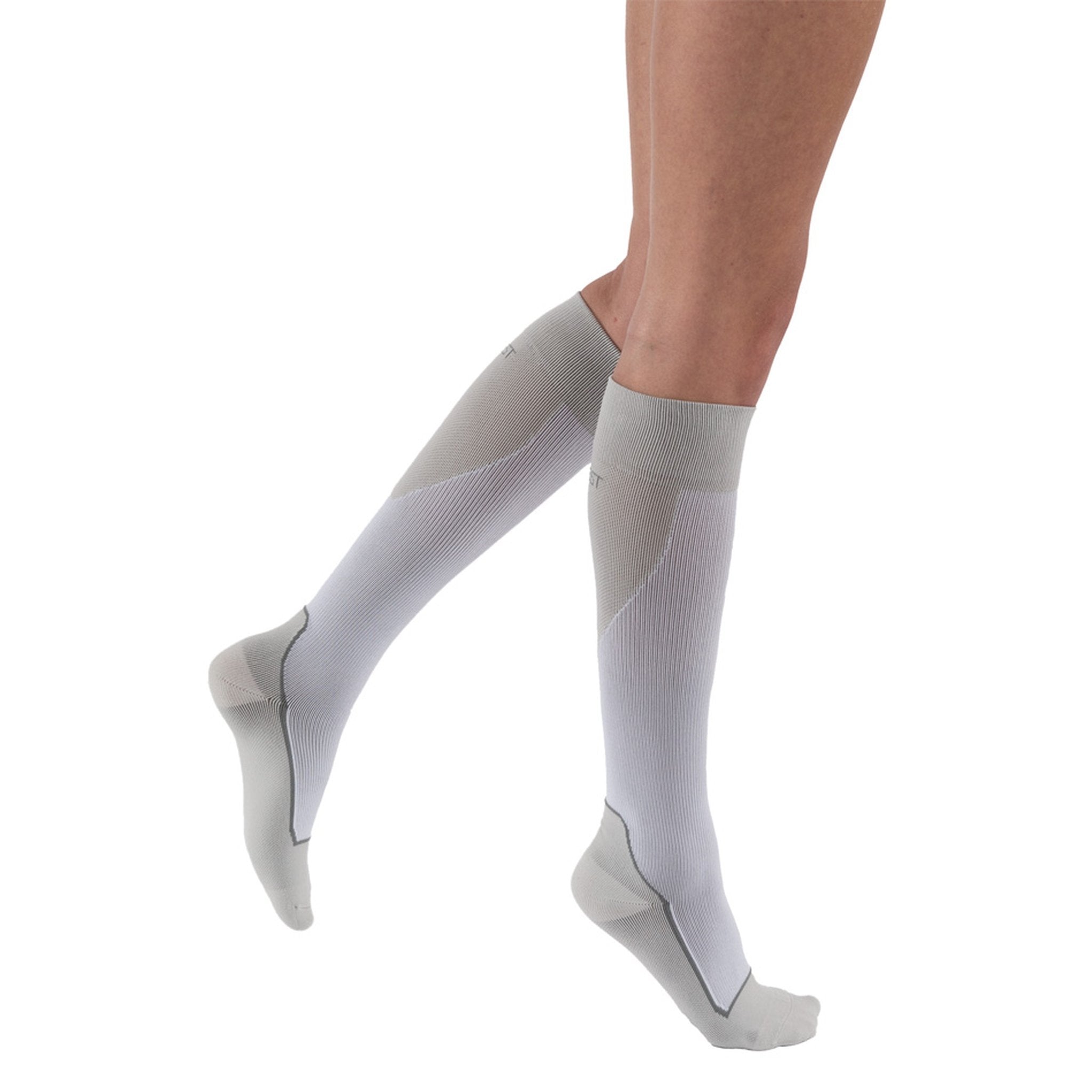 JOBST Sport Knee High 20-30 mmHg Compression Socks – Light Grey White