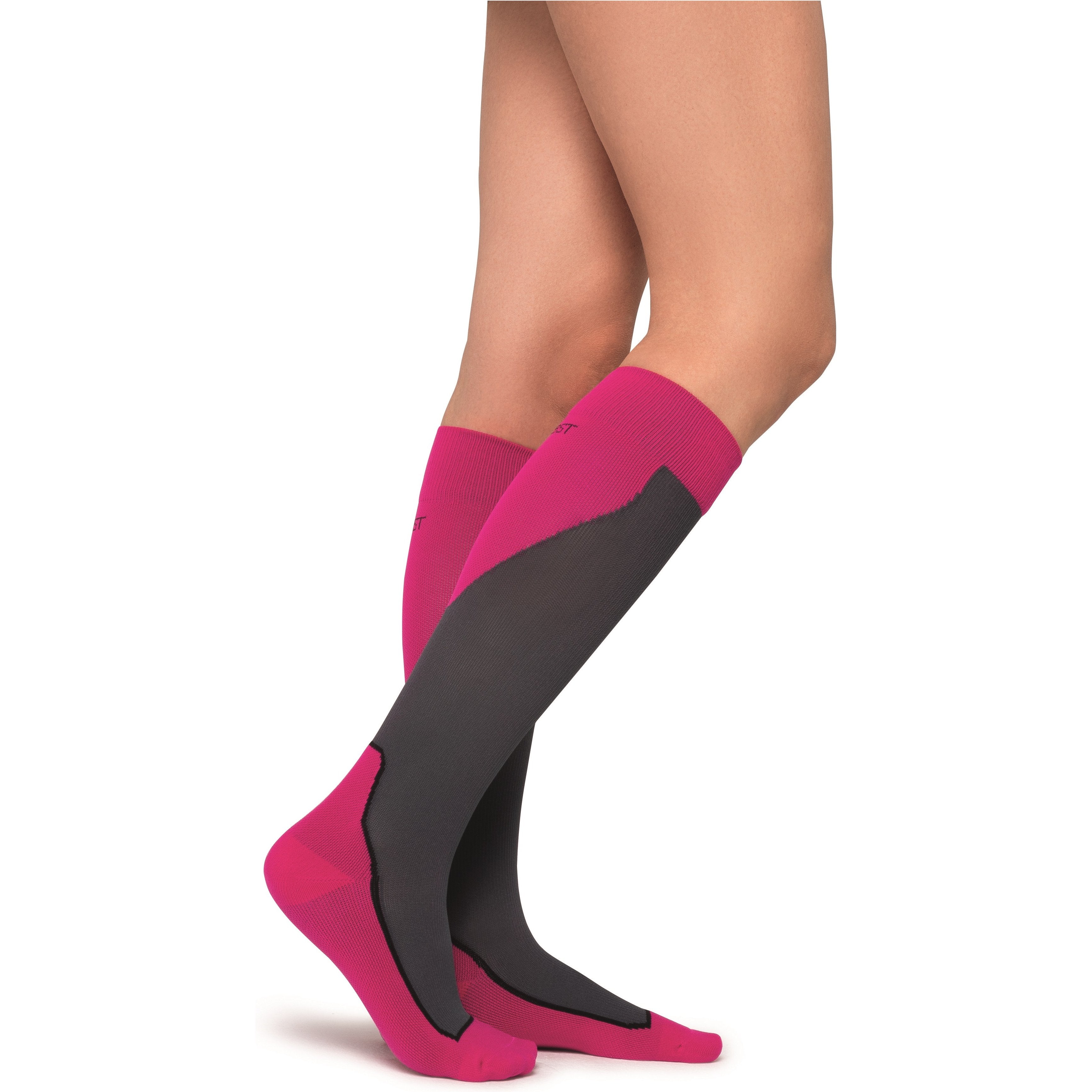 JOBST Sport Knee High 20-30 mmHg Compression Socks – Pink Dark Grey