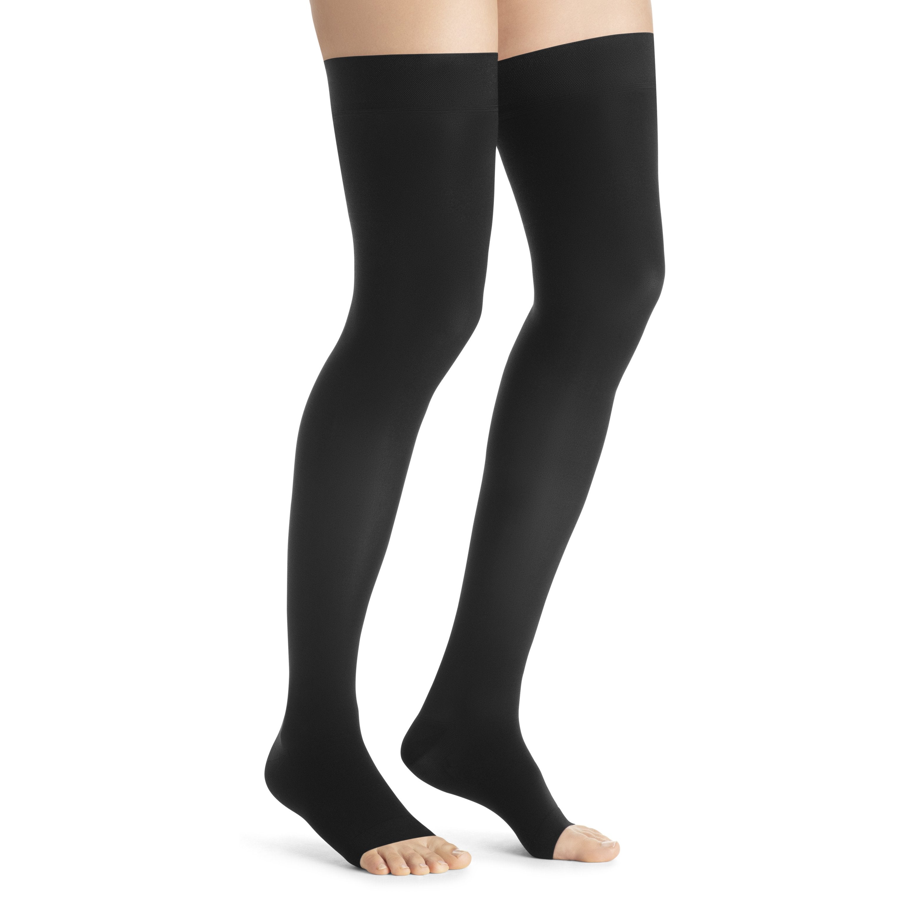 JOBST UltraSheer Women's Thigh High 15-20 mmHg Compression Stockings - Open Toe – Black