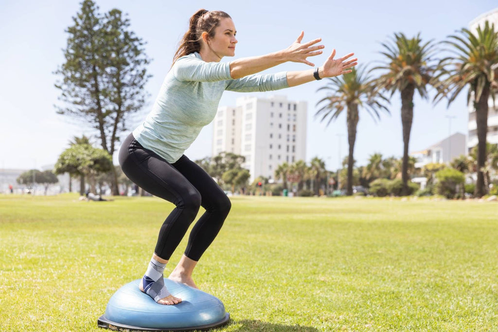 Bauerfeind MalleoTrain S Open Heel worn during balance training