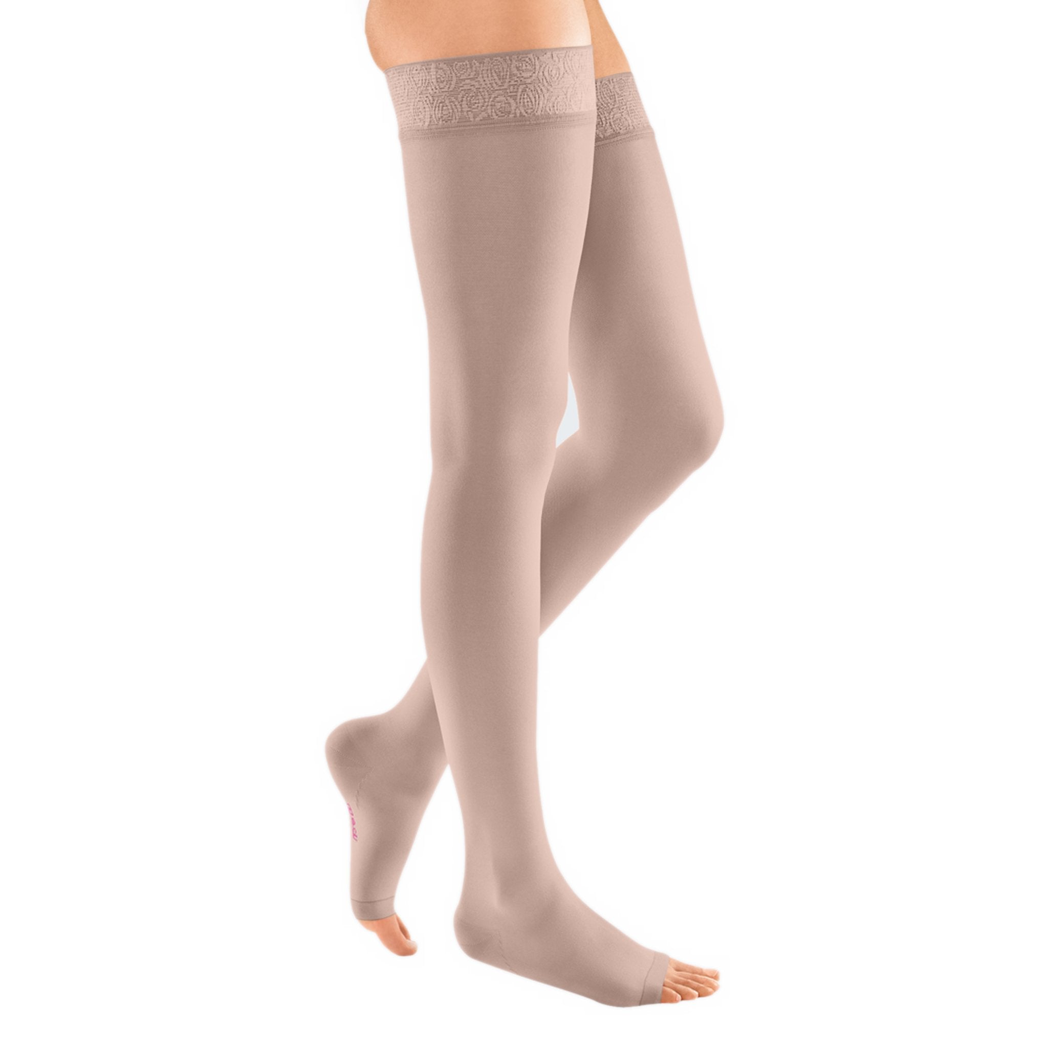 mediven Elegance Thigh High 30-40 mmHg Compression Socks Open Toe – Cashmere