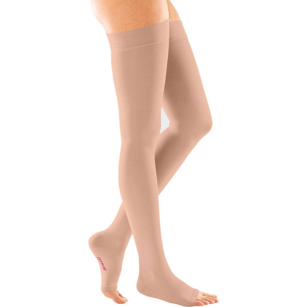mediven Forte Thigh High 30-40 mmHg Compression Socks Open Toe – Caramel