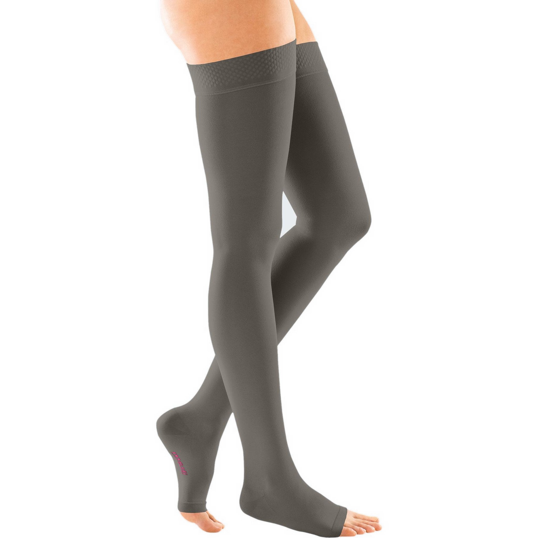 mediven Forte Thigh High 30-40 mmHg Compression Socks Open Toe – Grey