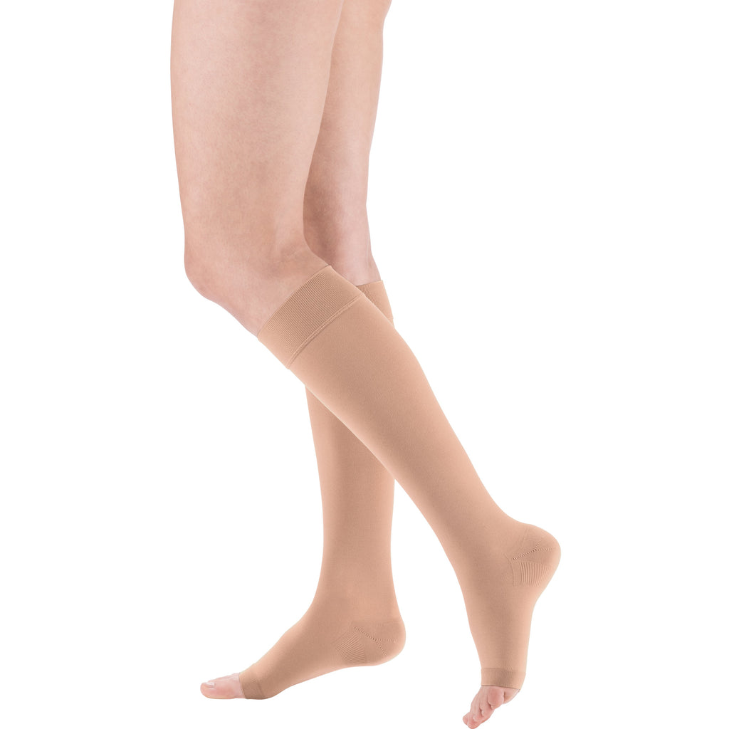 mediven Plus Knee High 30-40 mmHg Compression Socks Open Toe - Neutral & Skin-Tone Shades – Caramel