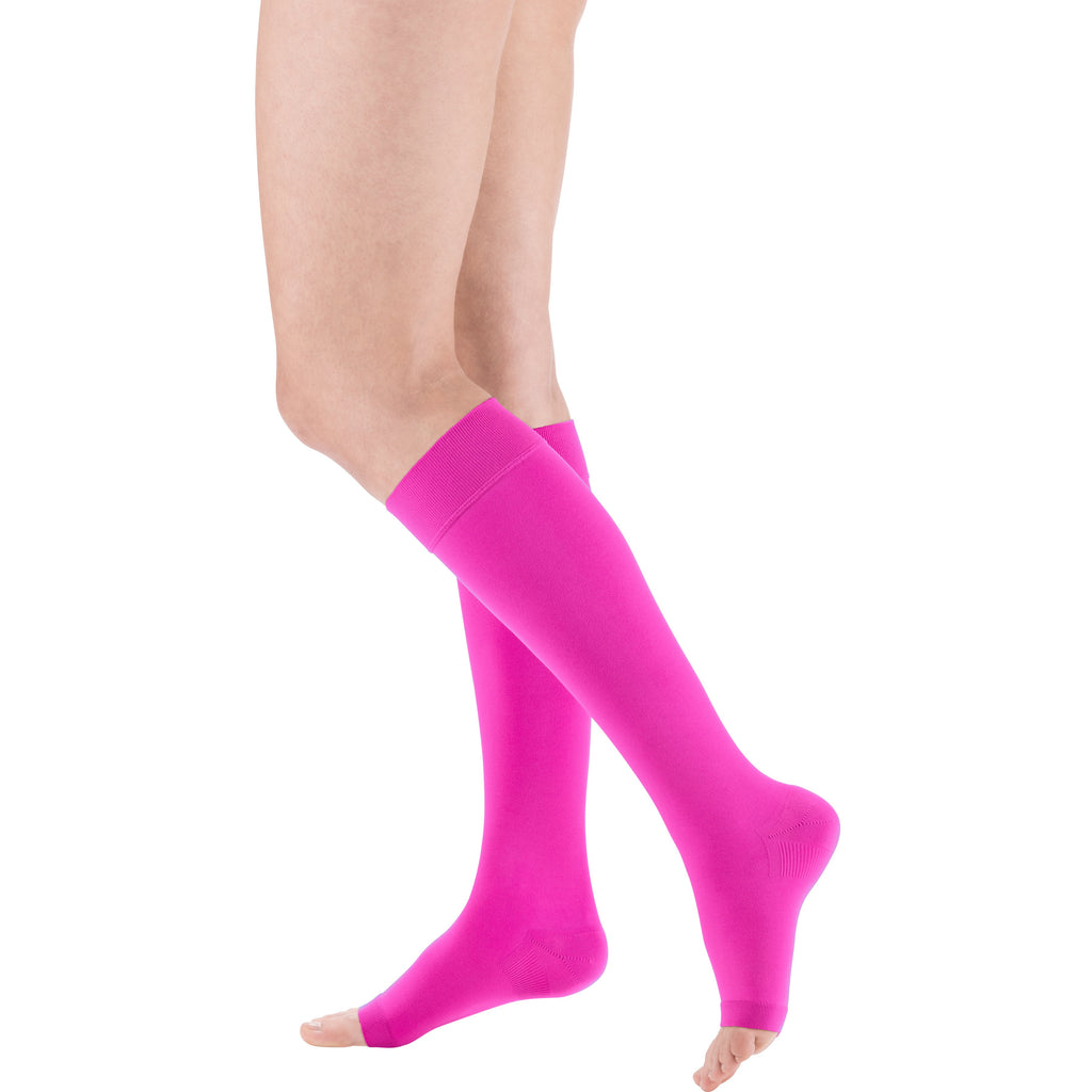 mediven Plus Knee High 20-30 mmHg Compression Socks Open Toe - Statement Shade – Magenta