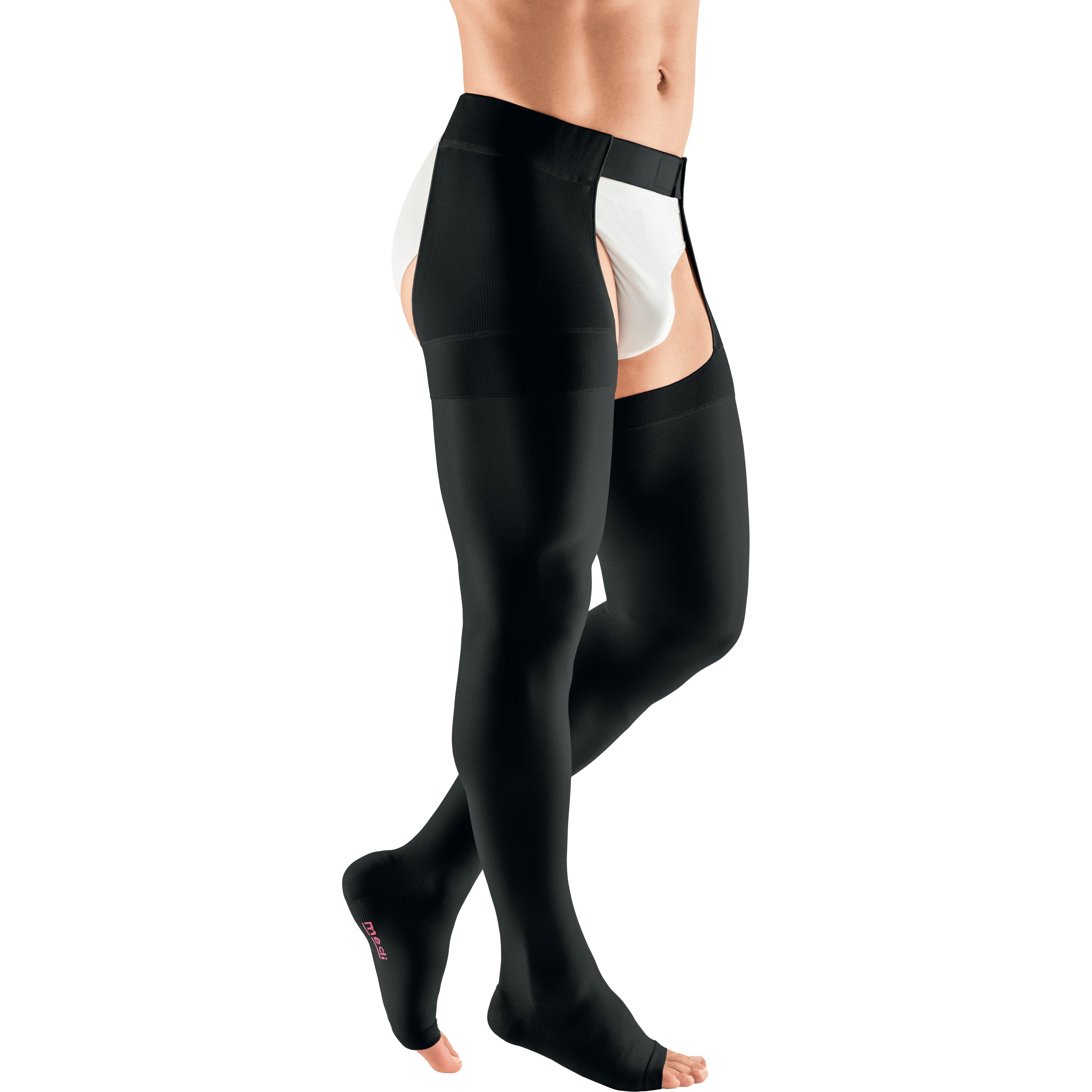 mediven Plus Men's Leotard 30-40 mmHg Compression Socks Open Toe – Black