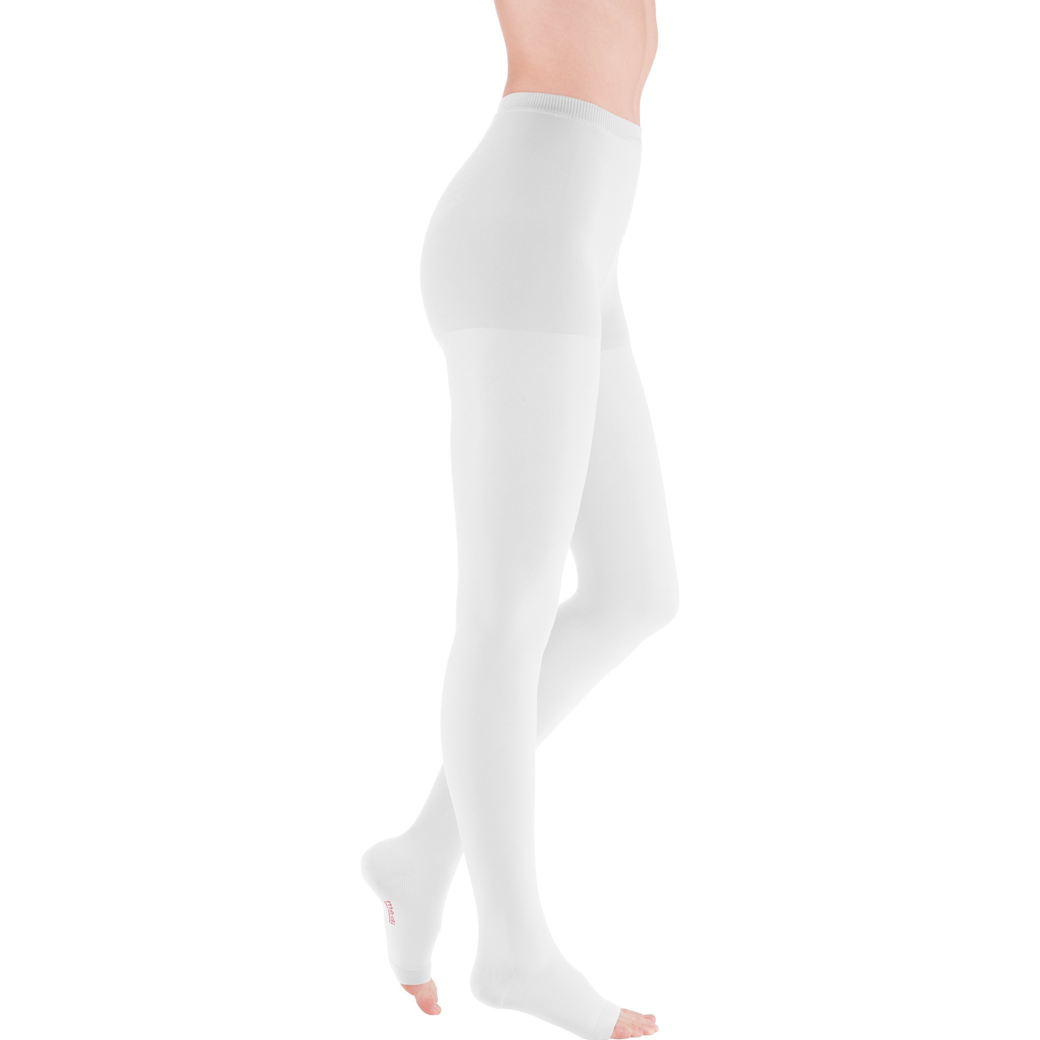 mediven Plus Pantyhose 40-50 mmHg Compression Socks Open Toe – White