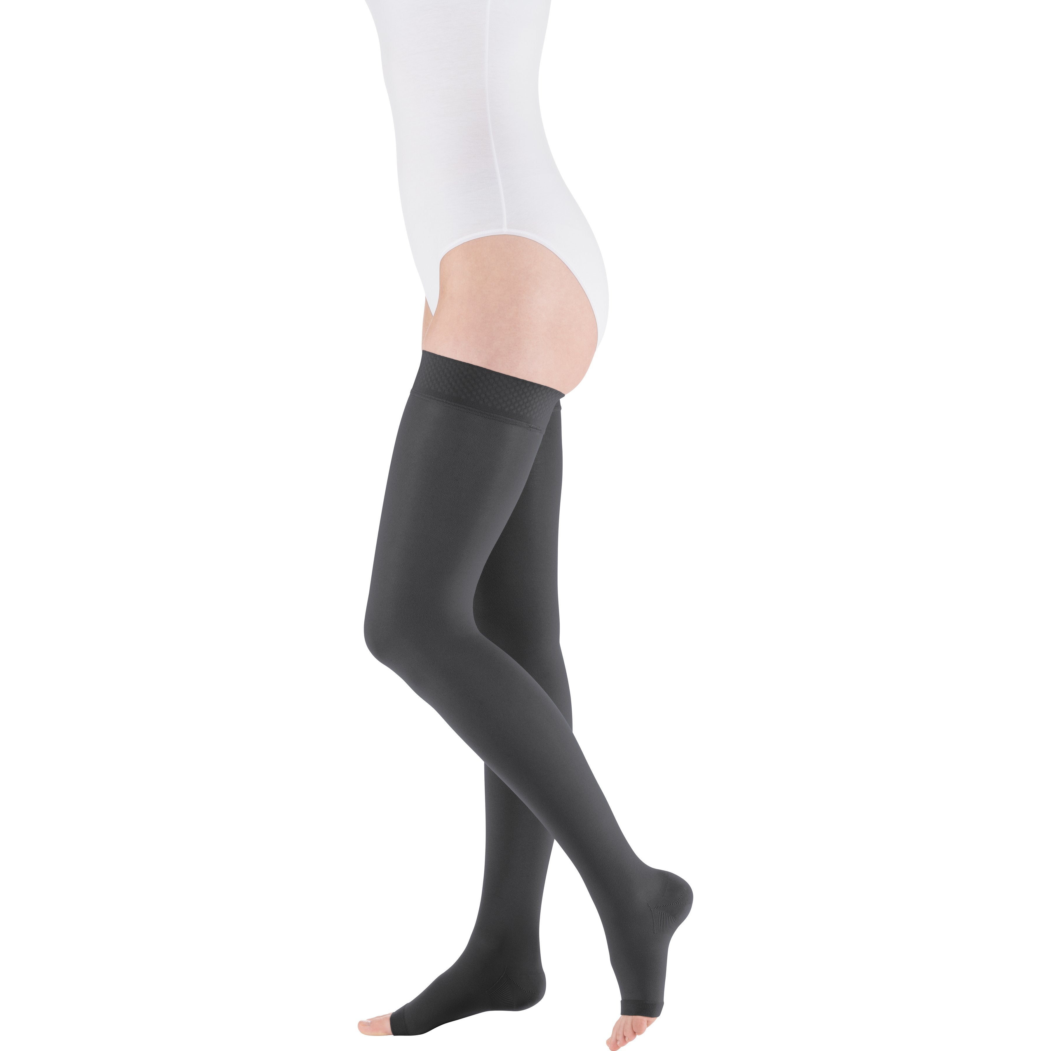 mediven Plus Thigh High 20-30 mmHg Compression Socks Open Toe – Anthracite