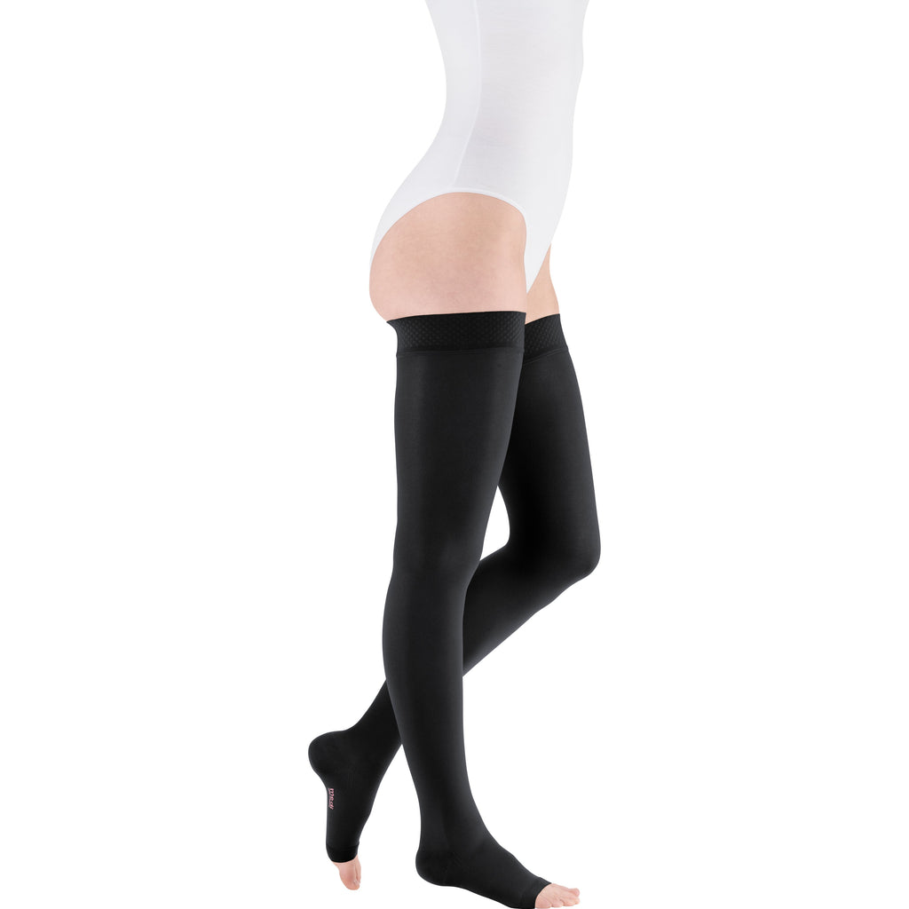 mediven Plus Thigh High 20-30 mmHg Compression Socks Open Toe – Black