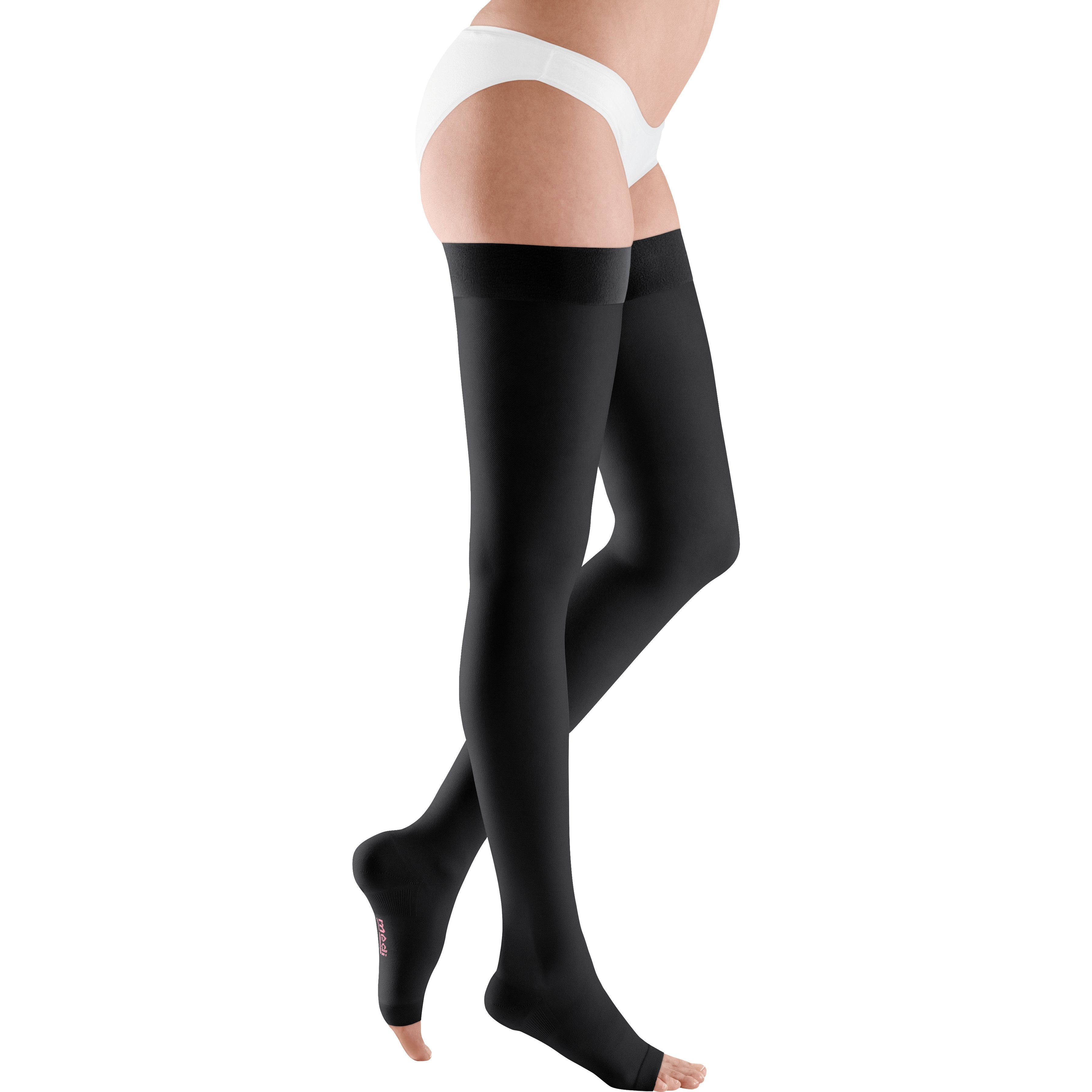 mediven Plus Thigh High 20-30 mmHg Compression Socks Open Toe – Black