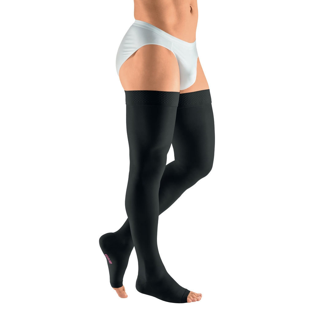 mediven Plus Thigh High 20-30 mmHg Compression Socks Open Toe – Black