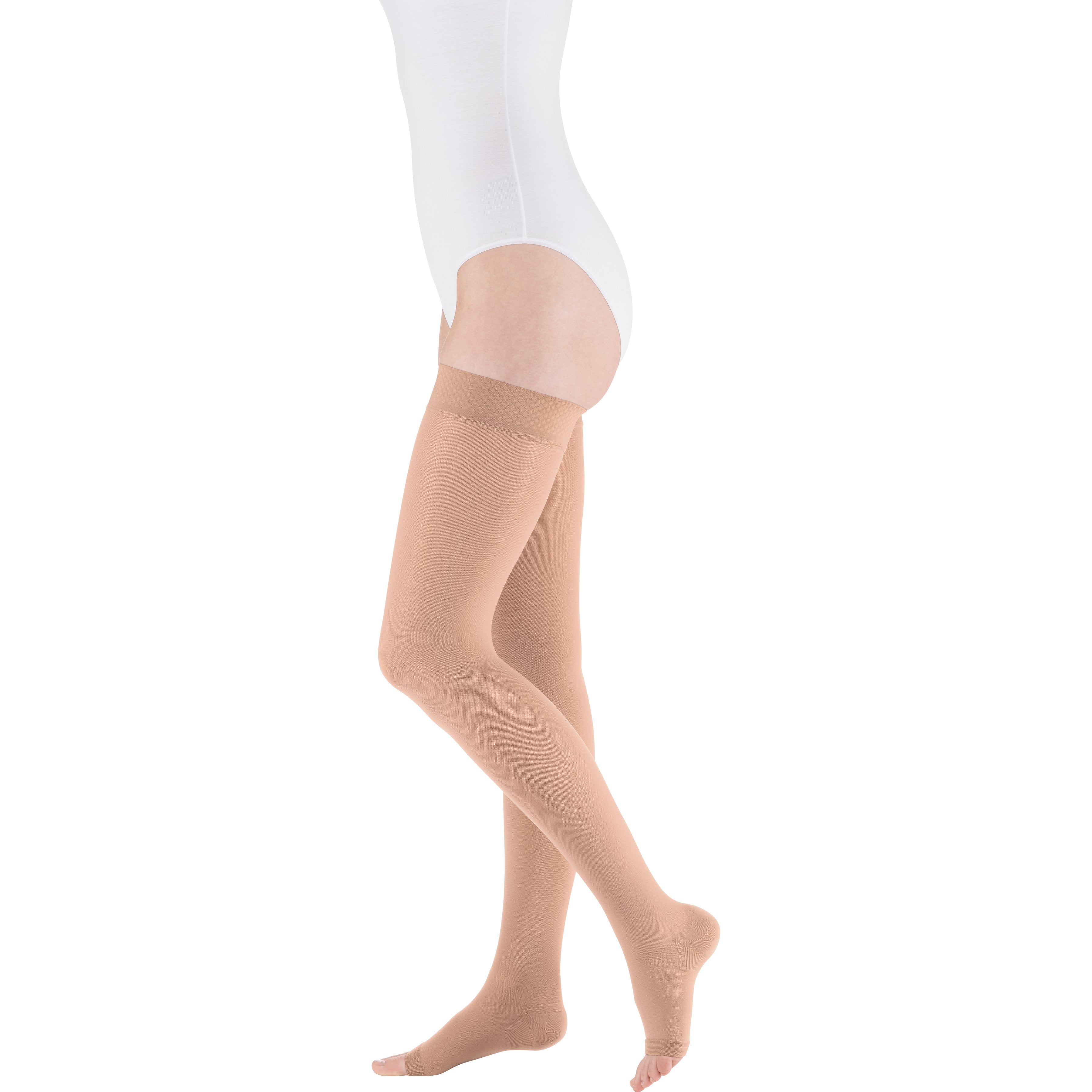 mediven Plus Thigh High 20-30 mmHg Compression Socks Open Toe – Caramel