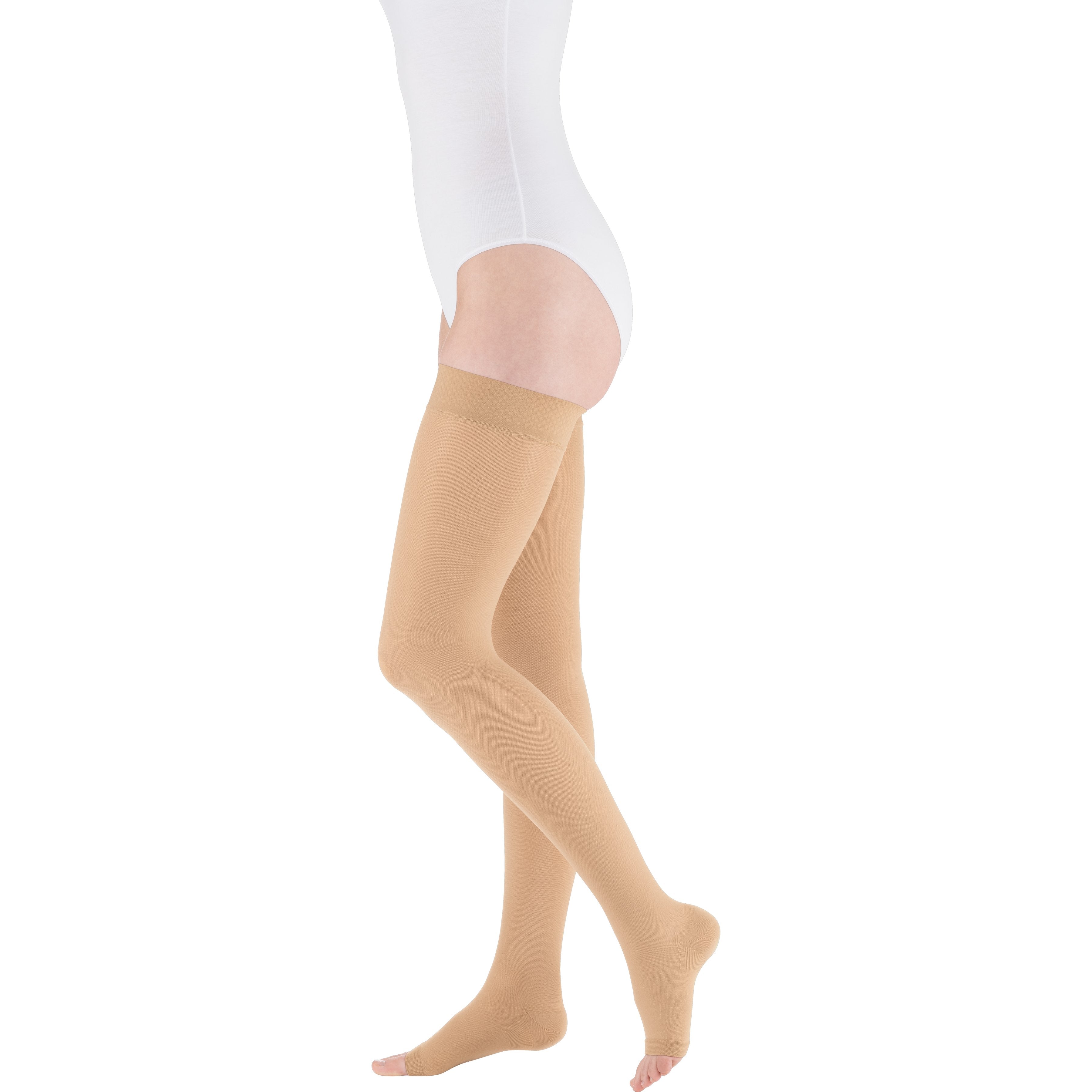 mediven Plus Thigh High 20-30 mmHg Compression Socks Open Toe – Sand