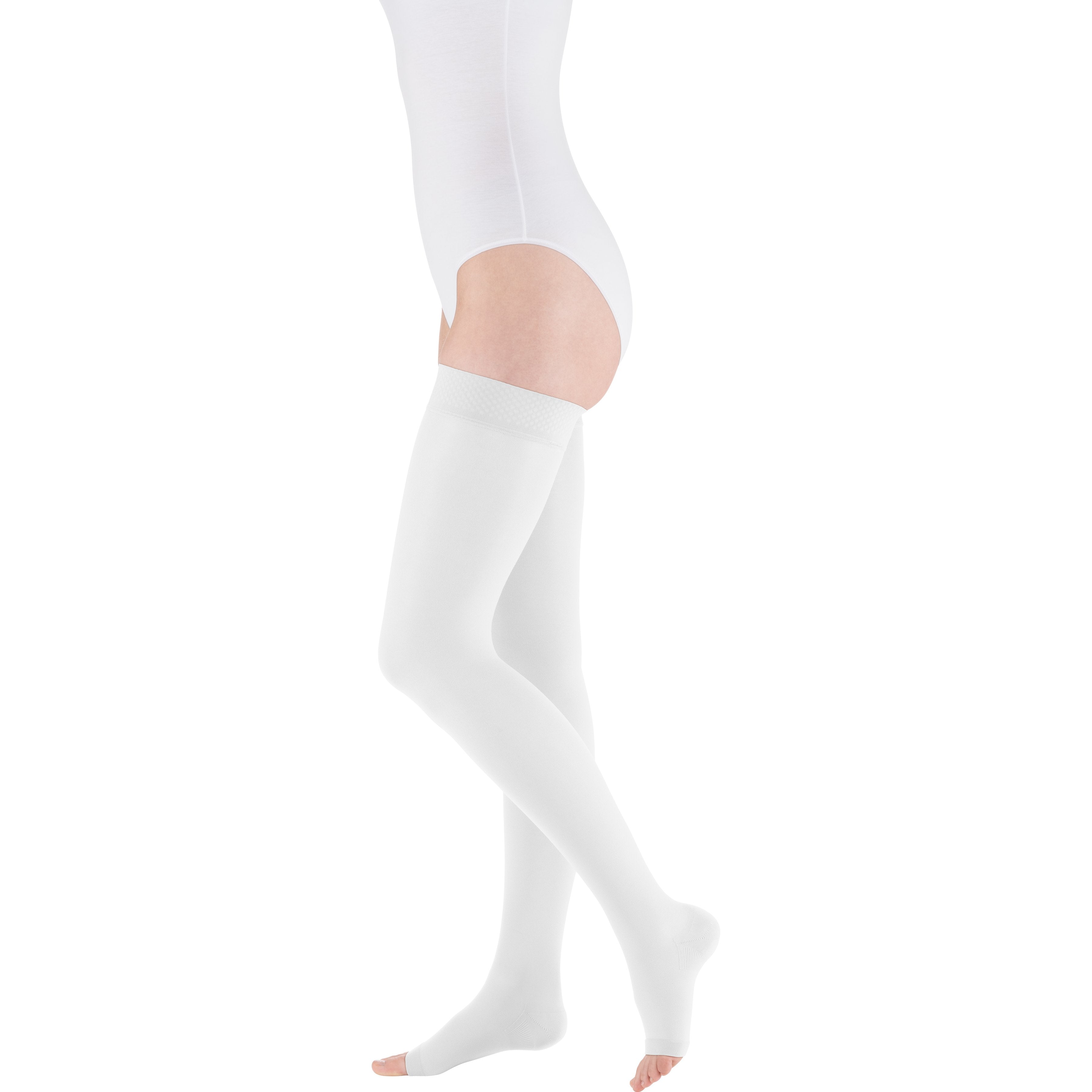 mediven Plus Thigh High 20-30 mmHg Compression Socks Open Toe – White