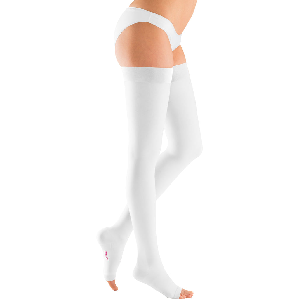 mediven Plus Thigh High 30-40 mmHg Compression Socks Open Toe – White