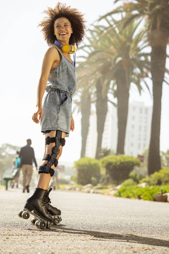 Bauerfeind SecuTec Genu Knee Brace worn during activity