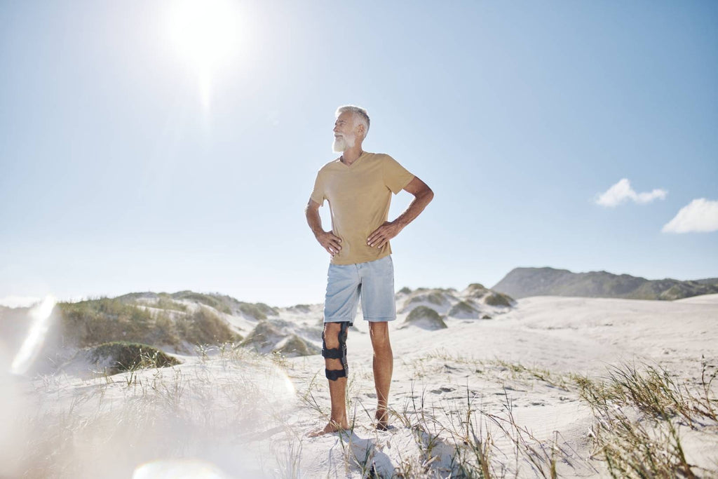 Bauerfeind SecuTec OA Knee Brace worn at the beach