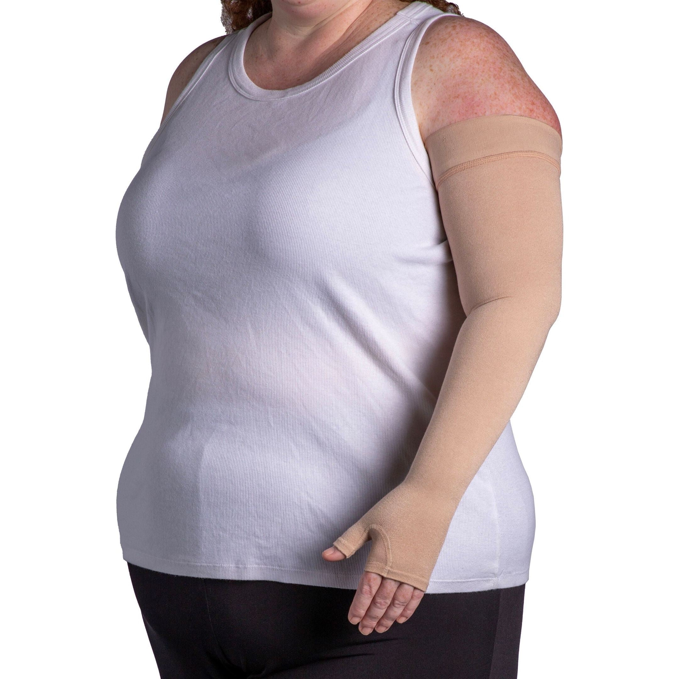 Sigvaris Advance Armsleeve with Gauntlet 20-30 mmHg Compression Arm Sleeve – Beige