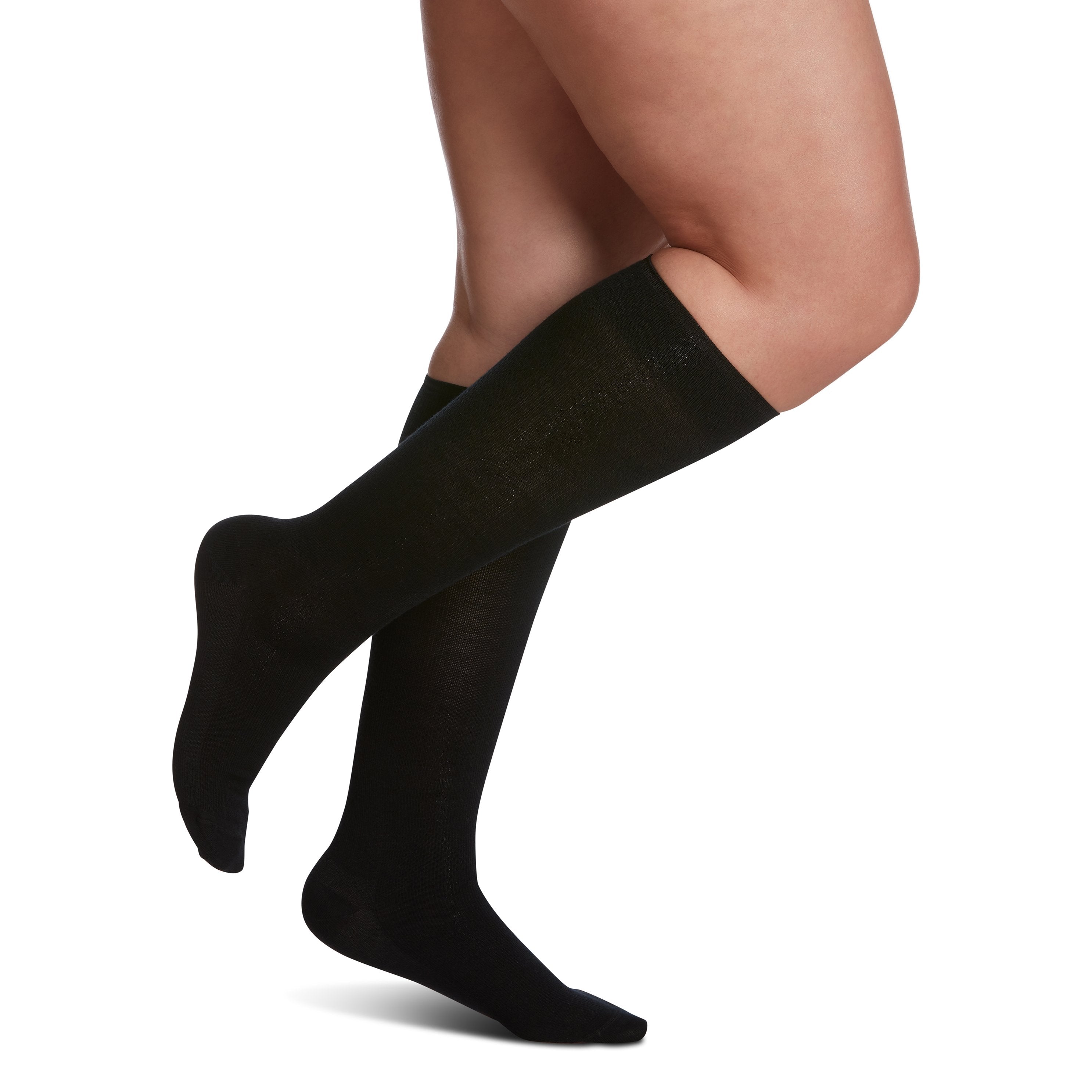 Sigvaris All-Season Merino Wool Women's Knee High 15-20 mmHg Compression Socks – Black