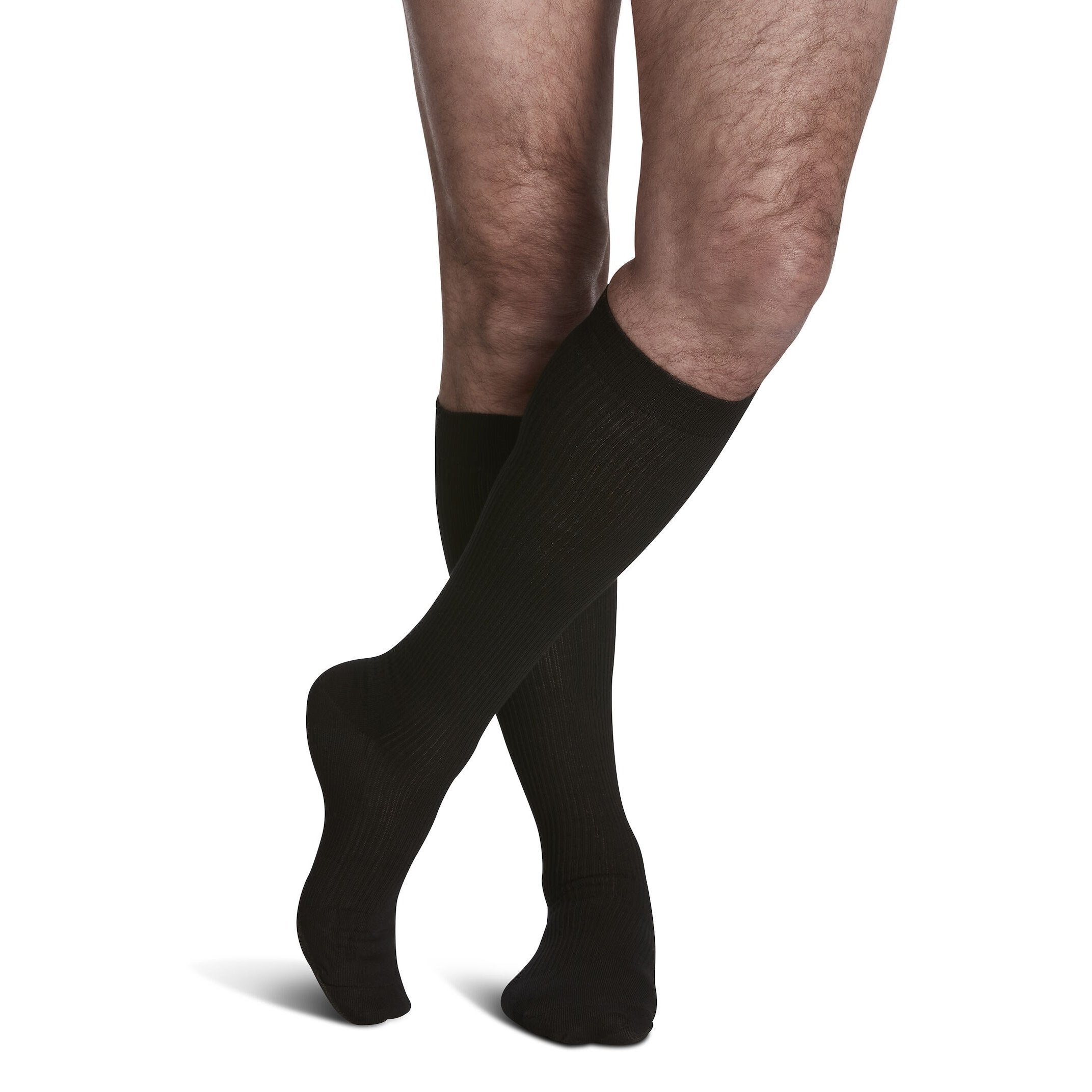 Sigvaris Casual Cotton Men's Knee High 15-20 mmHg Compression Socks – Black