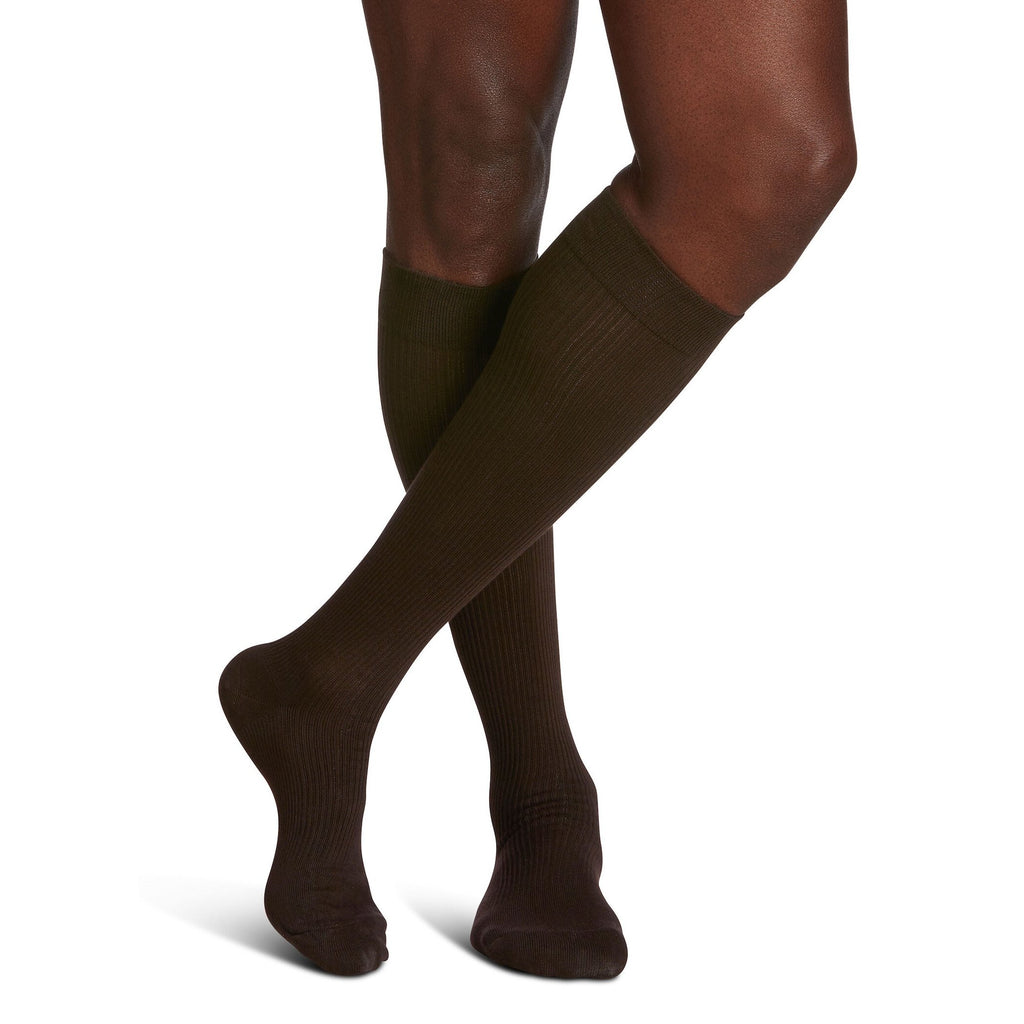 Sigvaris Casual Cotton Men's Knee High 15-20 mmHg Compression Socks – Brown
