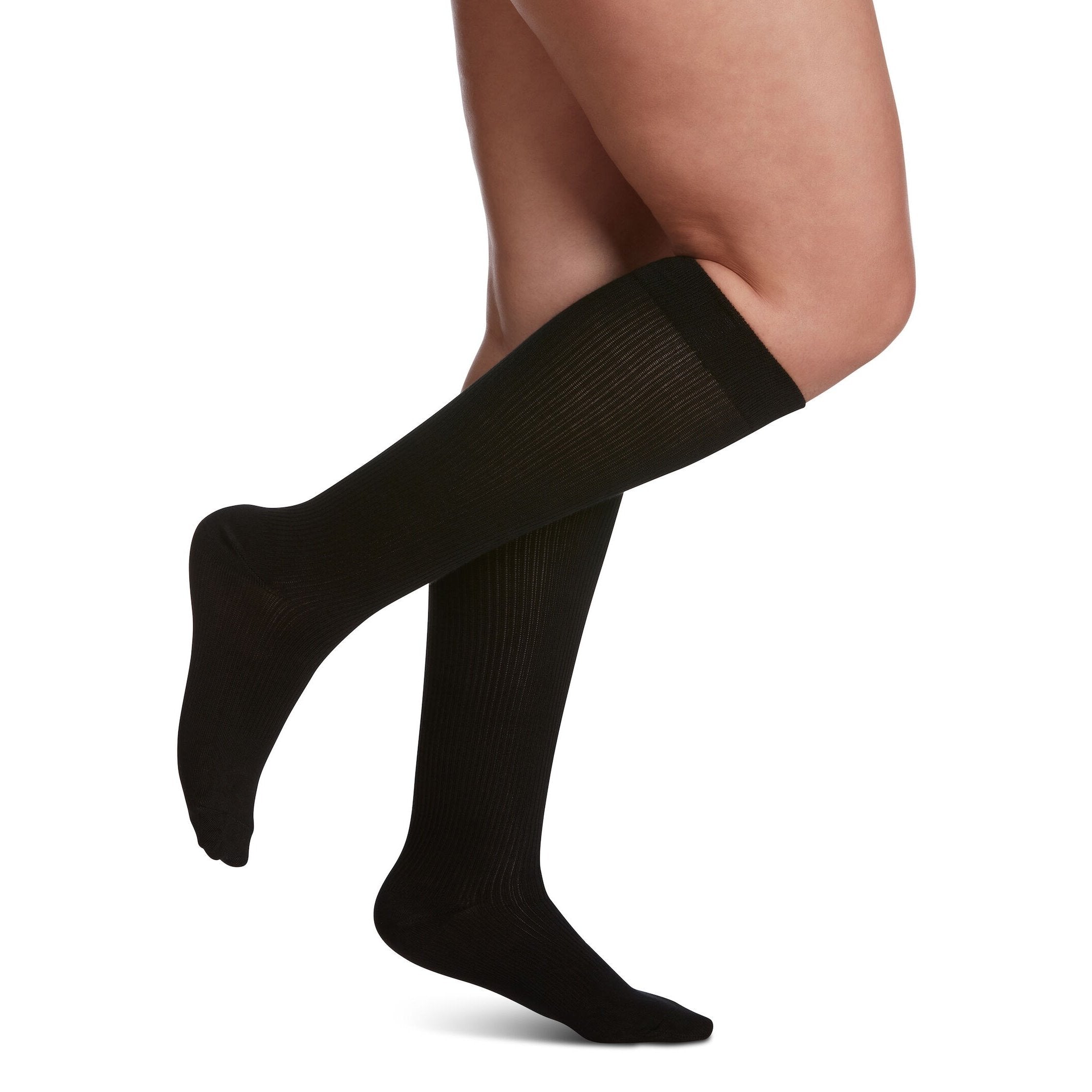Sigvaris Casual Cotton Women's Knee High 15-20 mmHg Compression Socks – Black