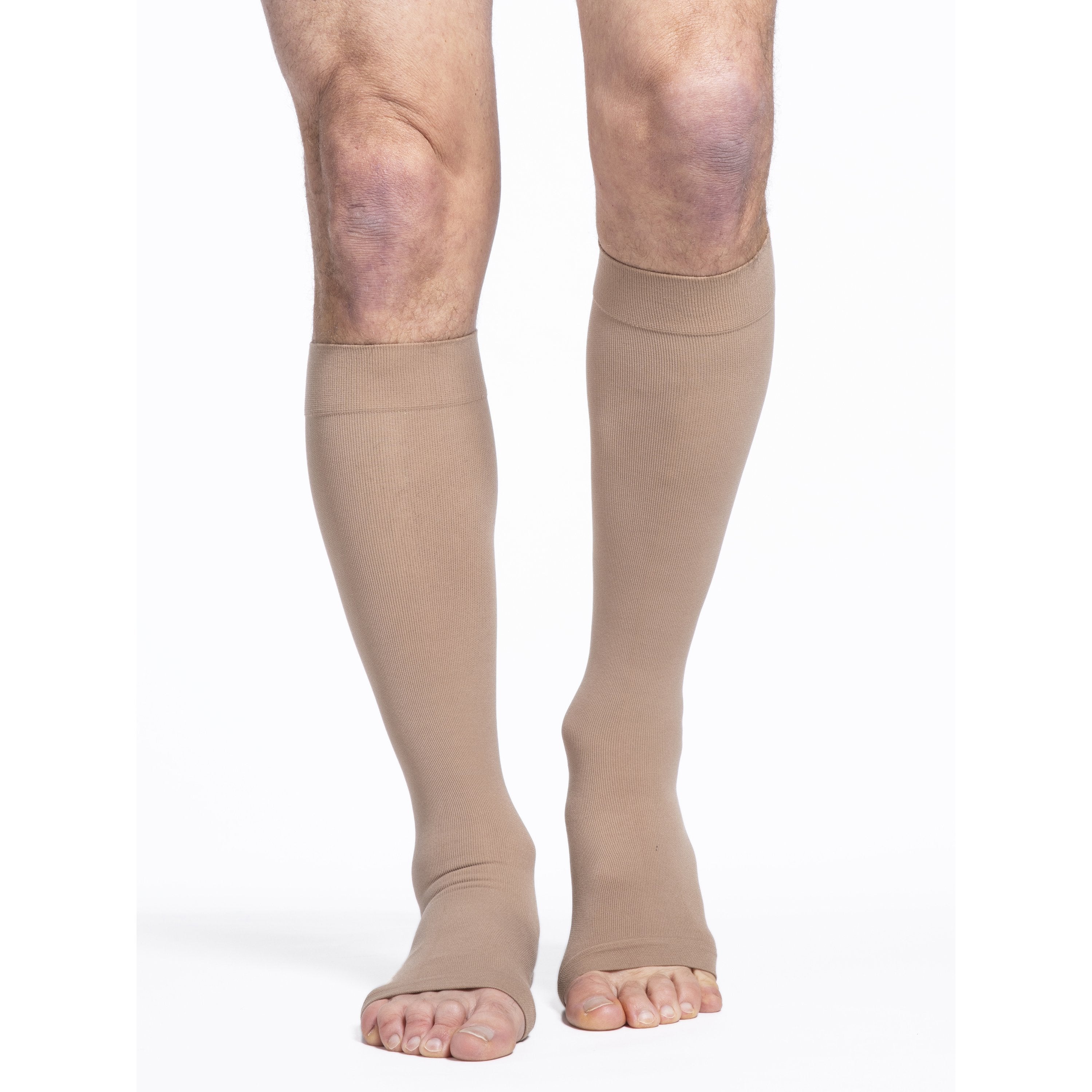 Sigvaris Cotton Knee High 30-40 mmHg Compression Socks Open Toe – Light Beige