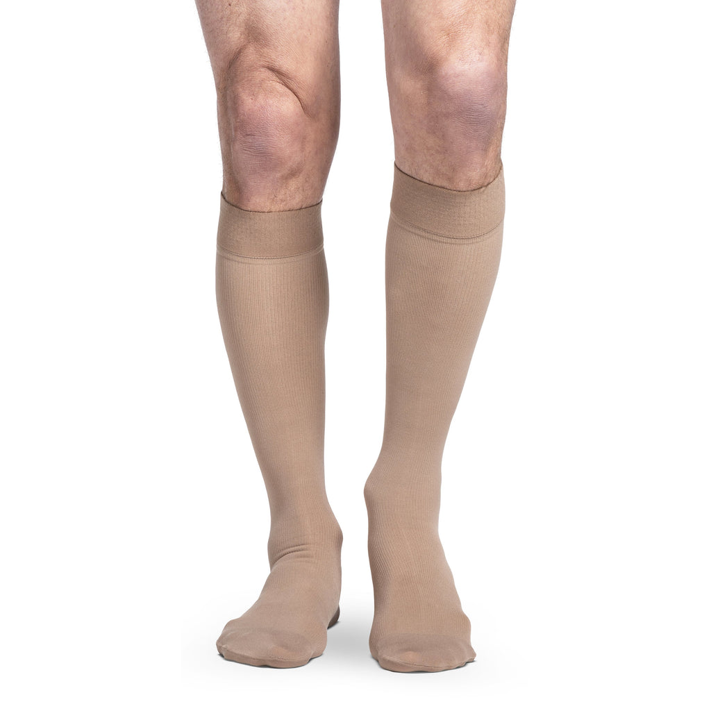 Sigvaris Cotton Men's Knee High 20-30 mmHg Compression Socks – Light Beige
