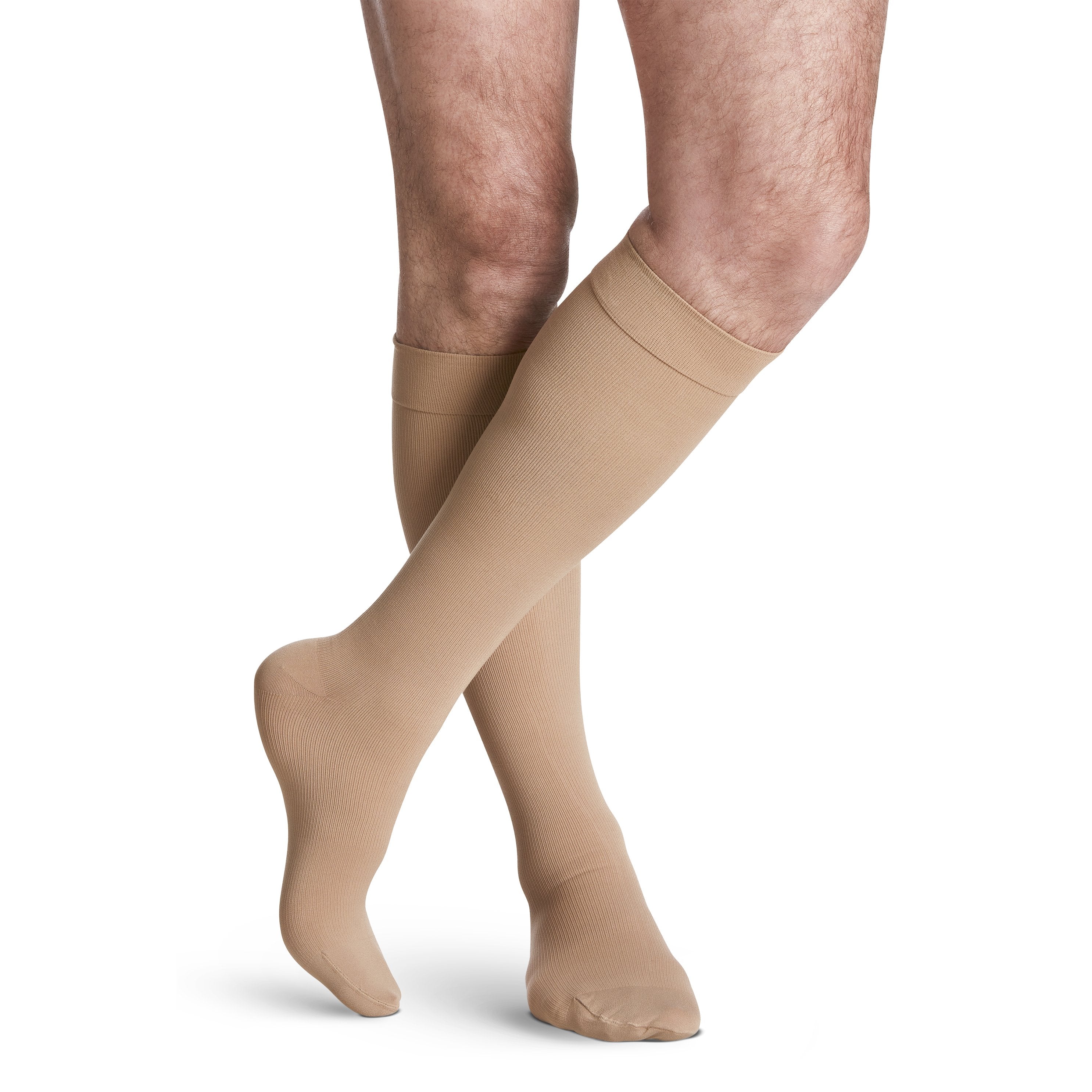 Sigvaris Cotton Men's Knee High 20-30 mmHg Compression Socks – Light Beige