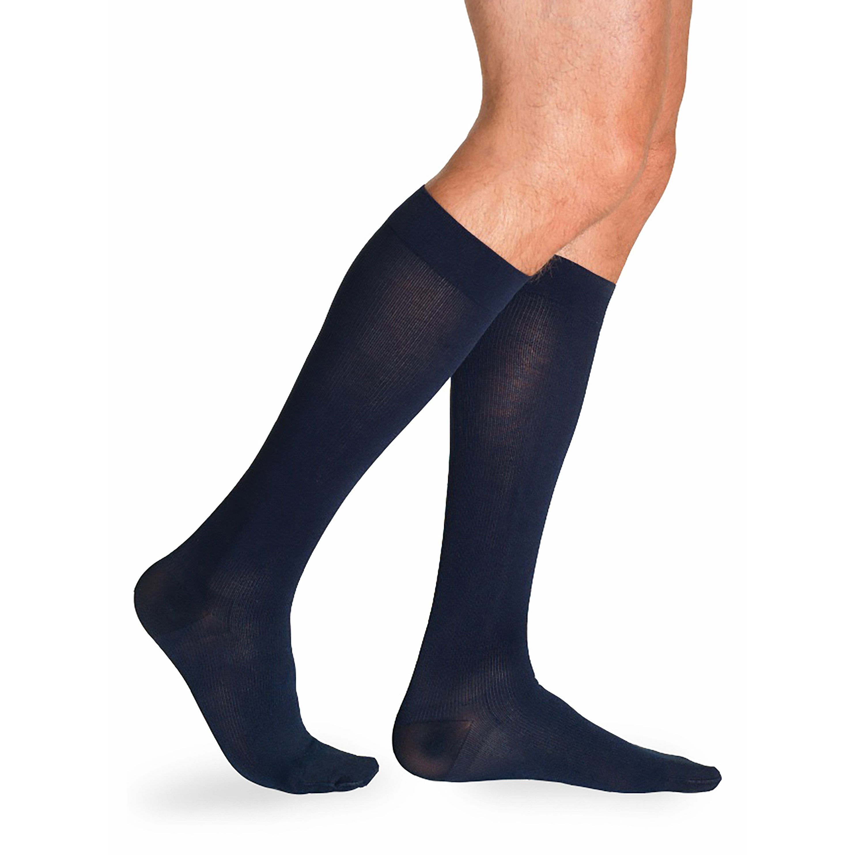 Sigvaris Cotton Men's Knee High 30-40 mmHg Compression Socks – Navy