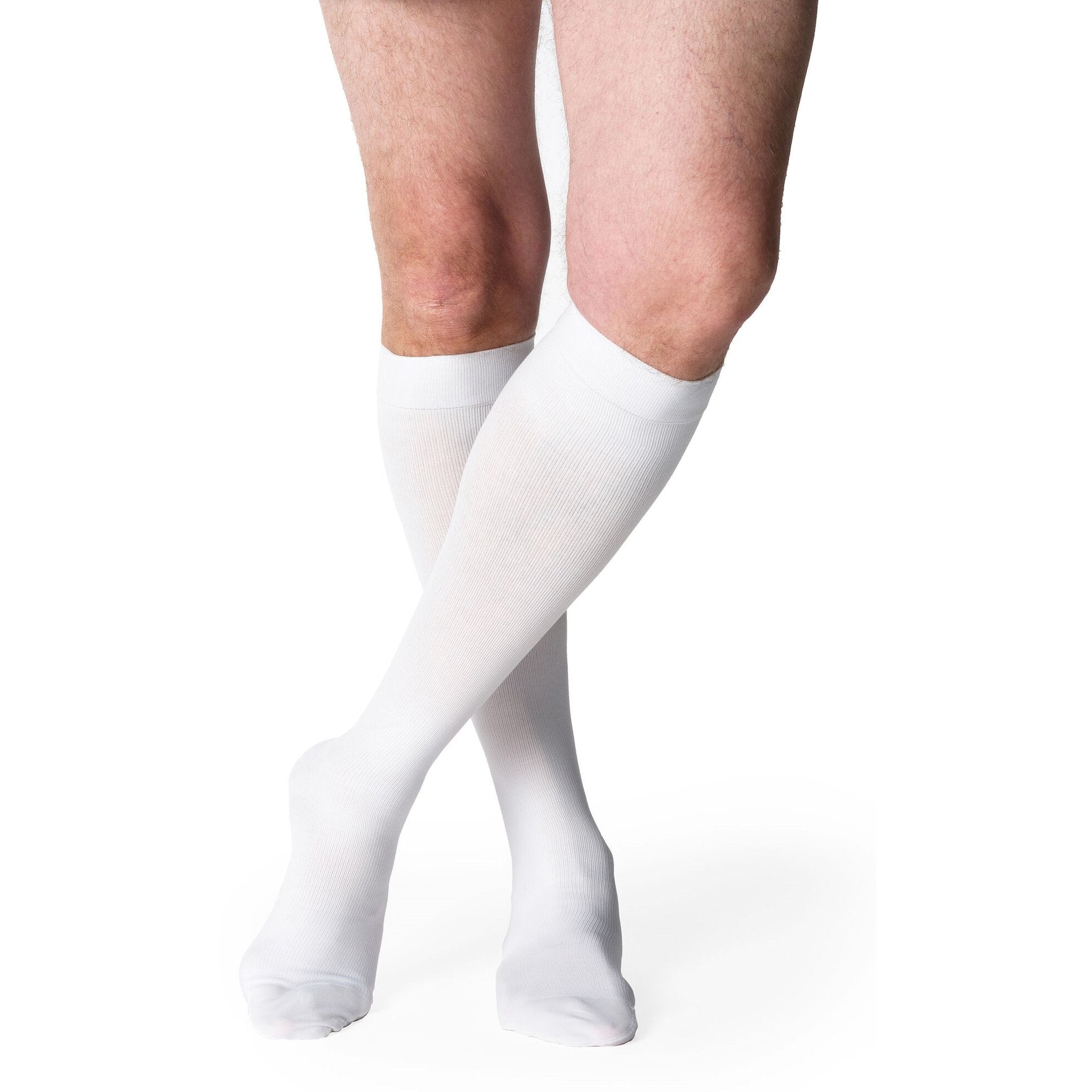 Sigvaris Cotton Men's Knee High 30-40 mmHg Compression Socks – White
