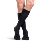 Sigvaris Cotton Men's Knee High with Grip-Top 30-40 mmHg Compression Socks – Black