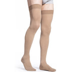 Sigvaris Cotton Men's Thigh High with Grip-Top 30-40 mmHg Compression Stockings – Light Beige