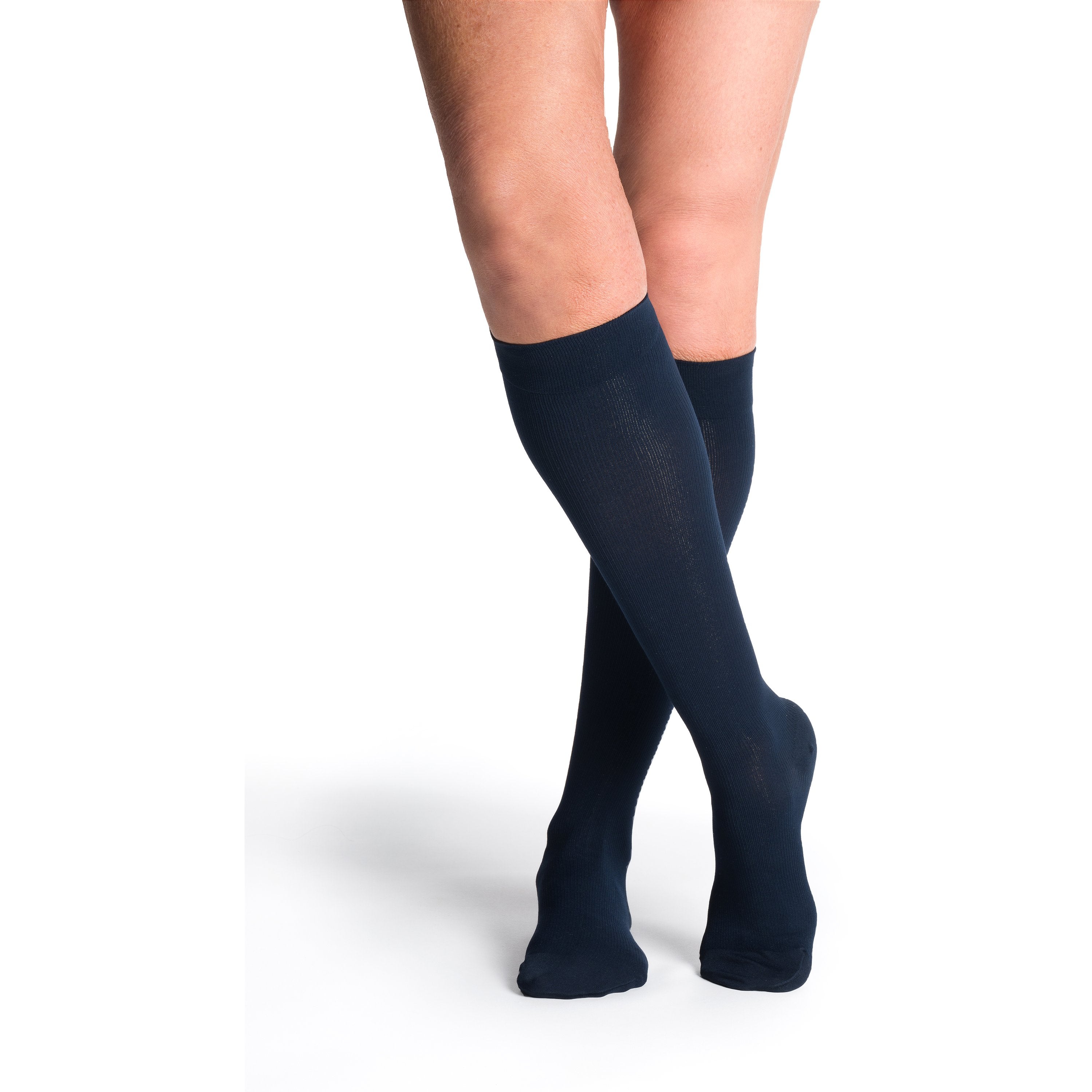 Sigvaris Cotton Women's Knee High 20-30 mmHg Compression Socks – Navy