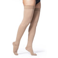 Sigvaris Cotton Women's Thigh High with Grip-Top 20-30 mmHg Compression Stockings – Light Beige