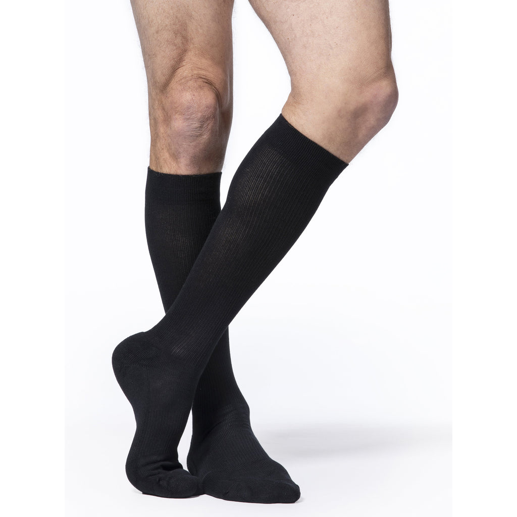 Sigvaris Cushioned Cotton Men's Knee High 20-30 mmHg Compression Socks – Black